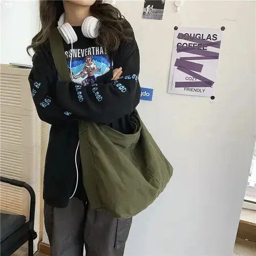 American College x Avant Garde Bag Unisex Canvas Tote Cross Bag in Green, Women's