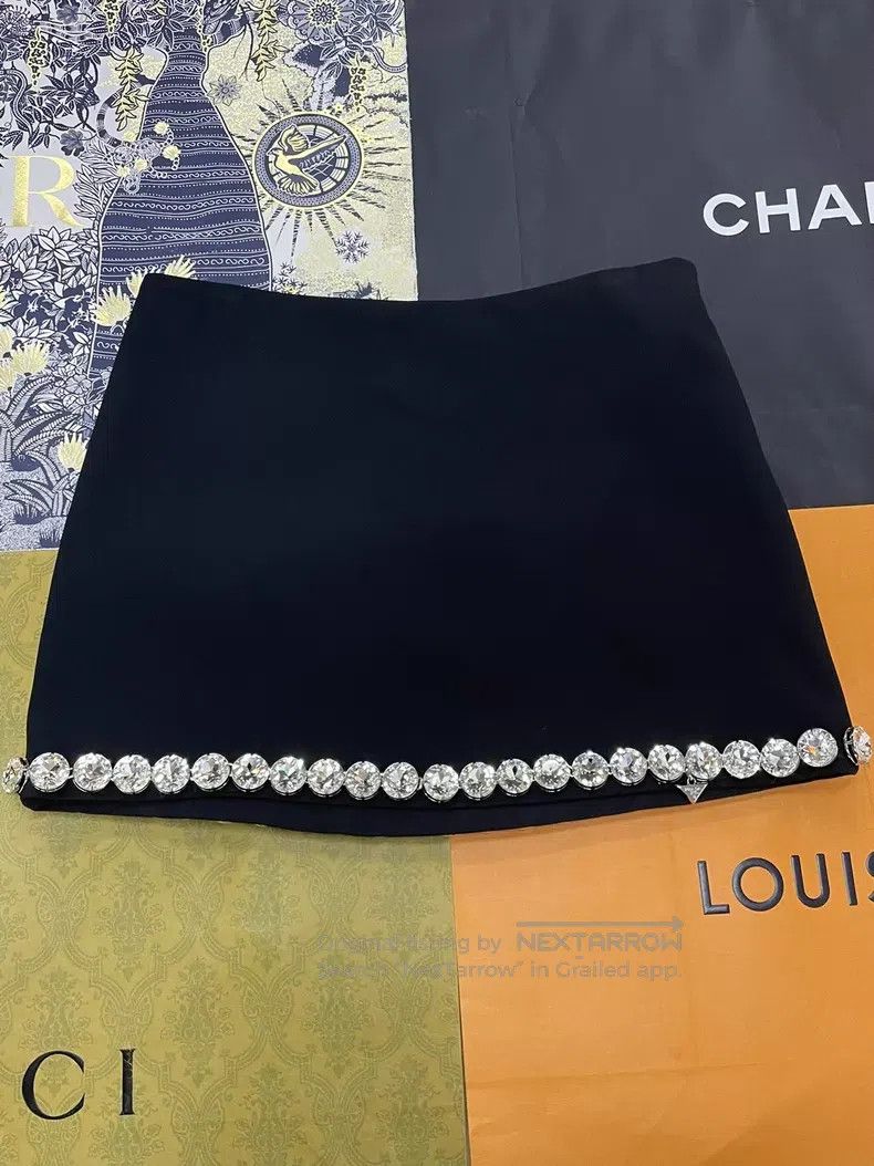 Prada Prada Black rhinestone skirt Size 25" / US 0 / IT 36 - 1 Thumbnail