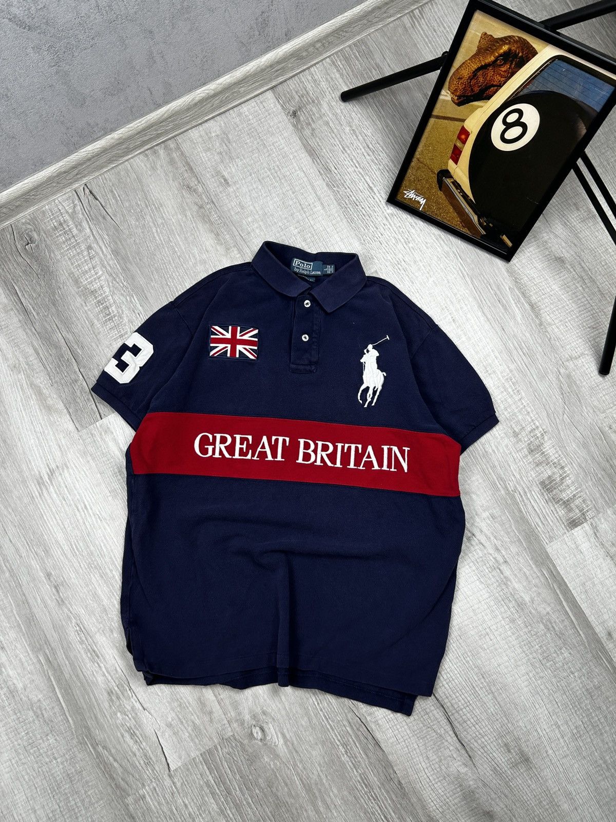 Pre-owned Polo Ralph Lauren X Vintage 90's Polo Shirt Ralph Laurent Great Britain In Blue