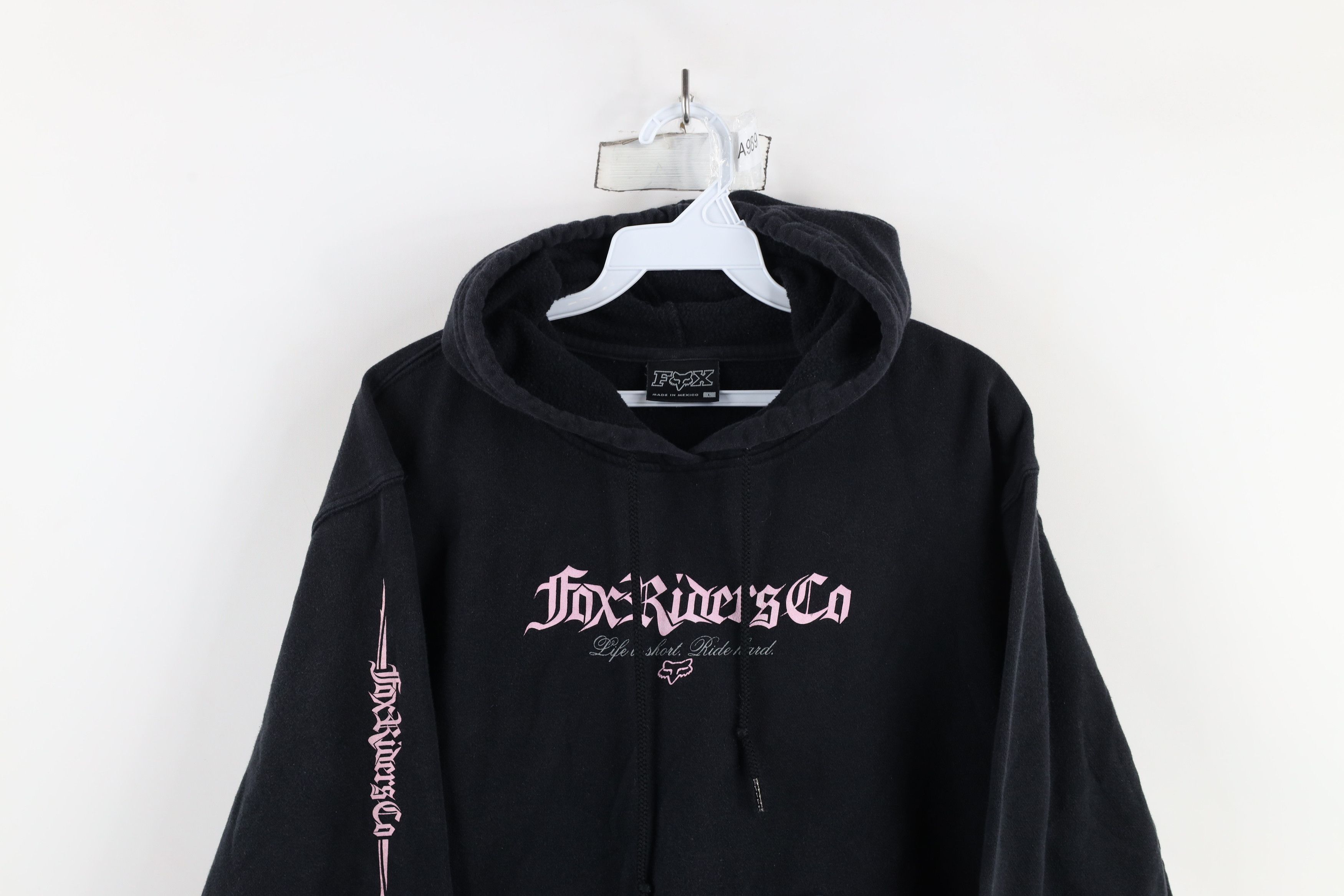 Fox Racing × Vintage Vintage 90s Y2K Fox Racing Spell Old English Hoodie Black Size L / US 10 / IT 46 - 2 Thumbnail