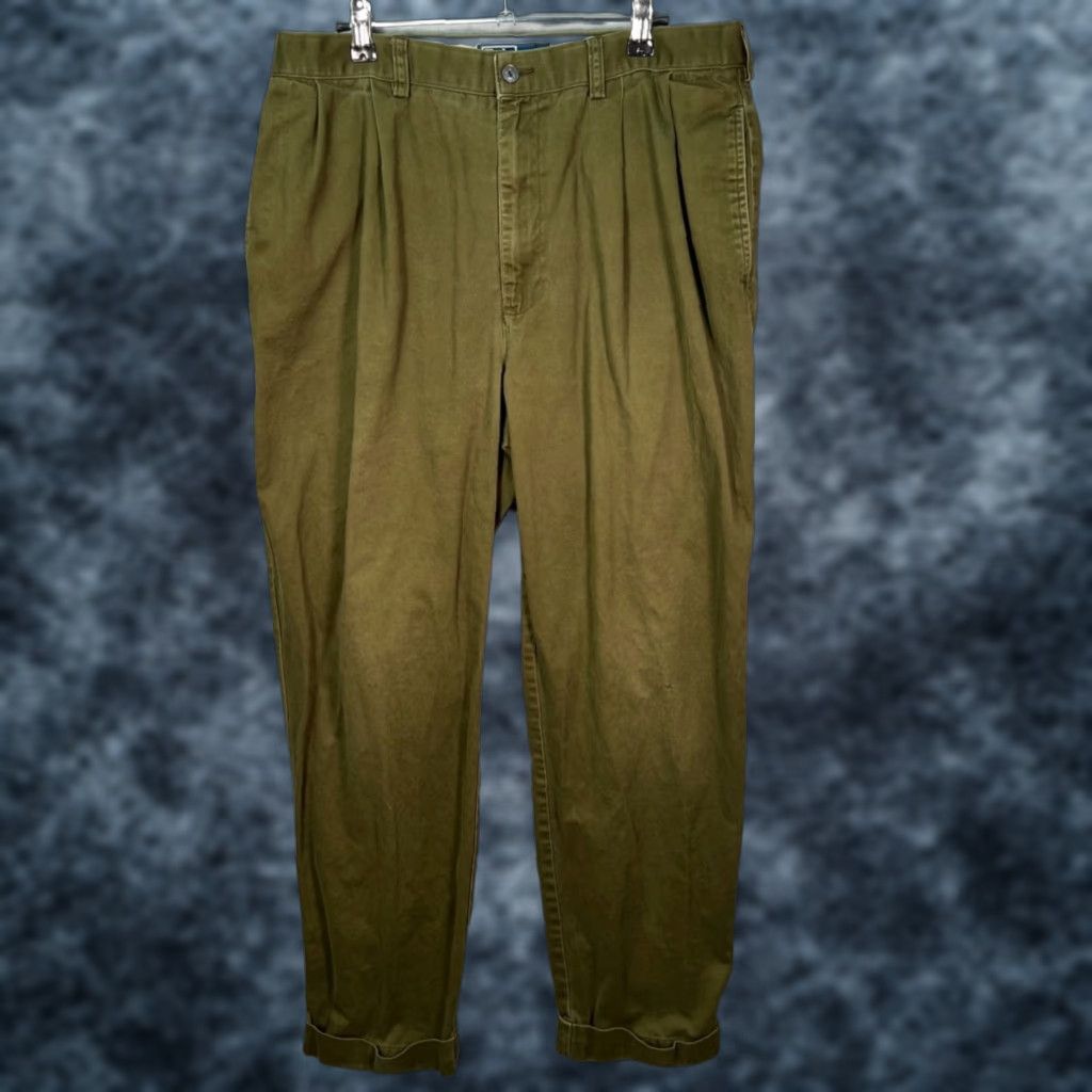 Polo Ralph Lauren Polo Ralph Lauren Mens Size 36 x 30 Hammond Olive Green Pleated Cotton Pants Shirt? Size US M / EU 48-50 / 2 - 1 Thumbnail