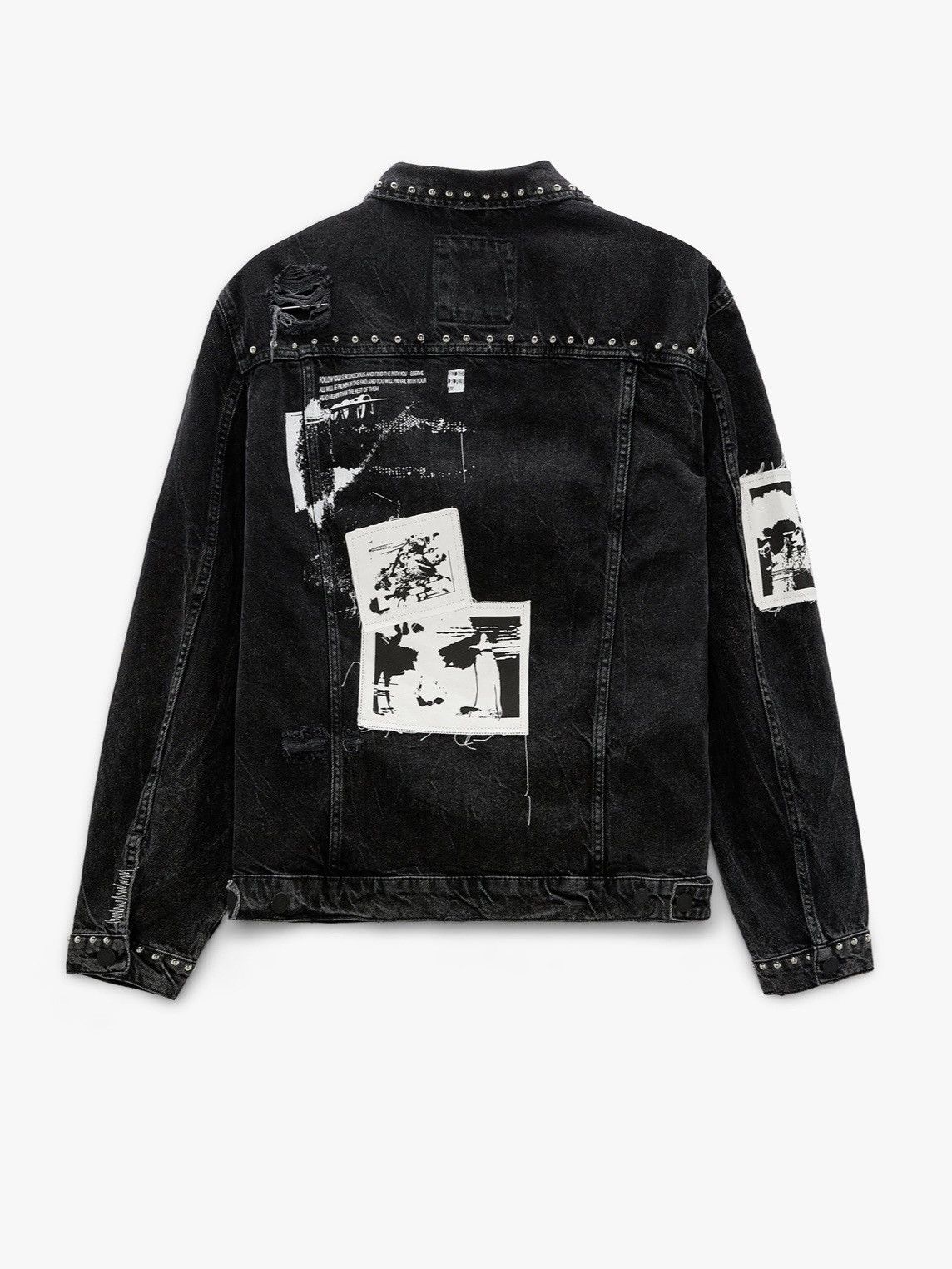 Japanese Brand × Zara Zara Distressed Print Denim Jacket Size US XL / EU 56 / 4 - 2 Thumbnail