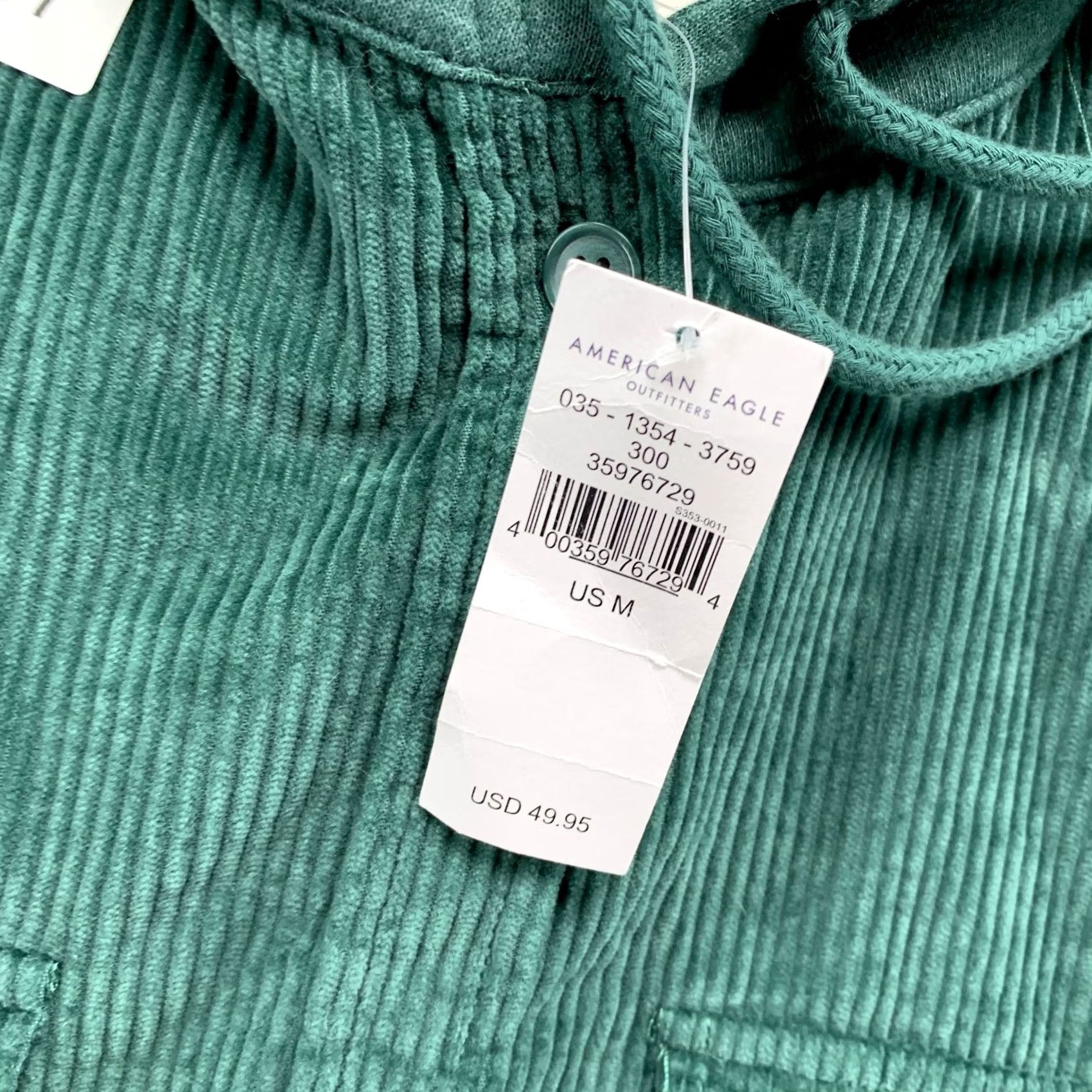 American Eagle Outfitters American Eagle Hooded Button Shirt Womens Medium Green Crop NWT Size M / US 6-8 / IT 42-44 - 3 Thumbnail