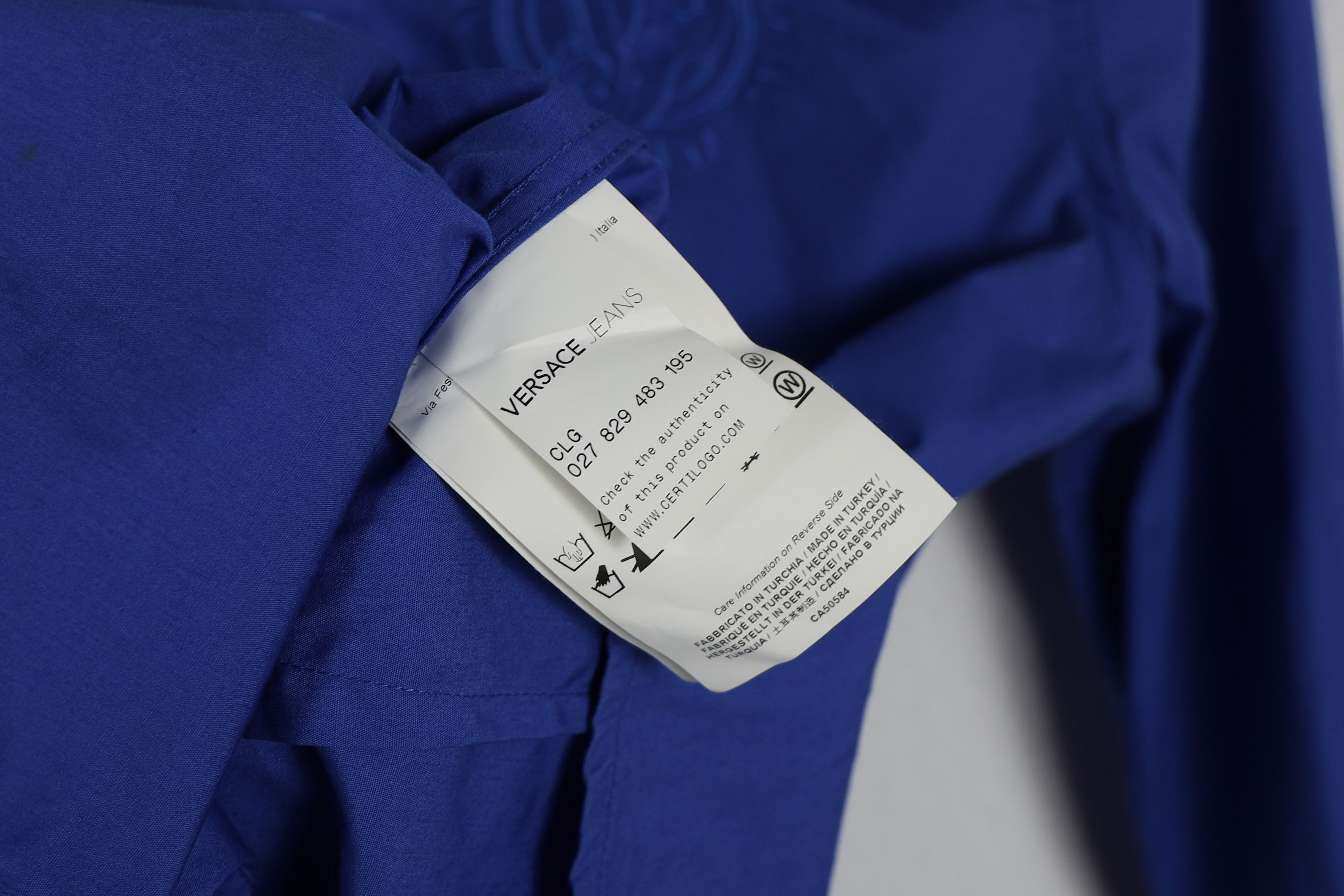 Versace Versace Classic VJ Tiger Logo Blue Button Long Sleeve Shirt Size US S / EU 44-46 / 1 - 8 Thumbnail