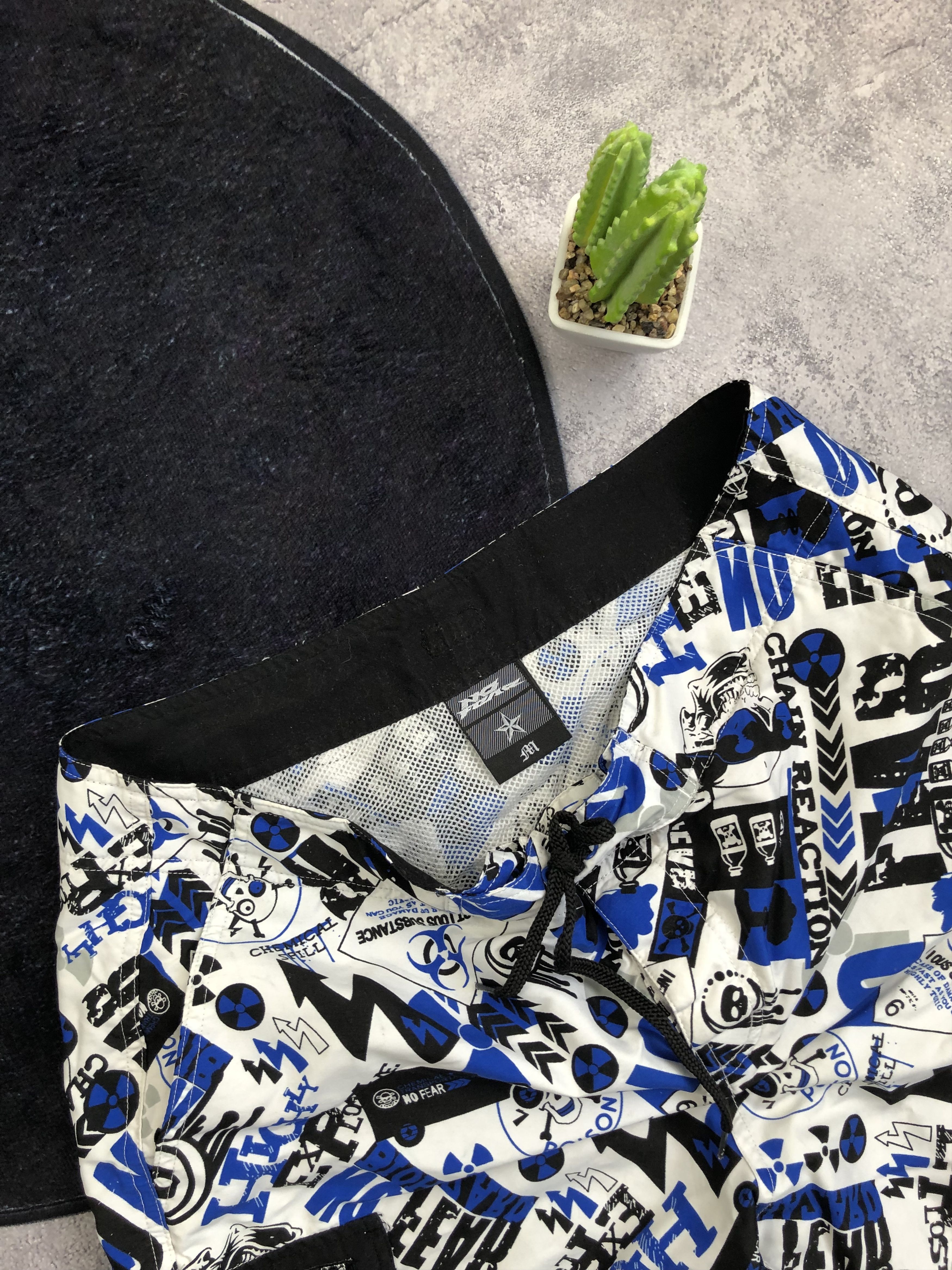 No Fear NO FEAR Crazy Y2k Monogram Shorts Streetwear Beach Serf Size US 33 - 6 Thumbnail