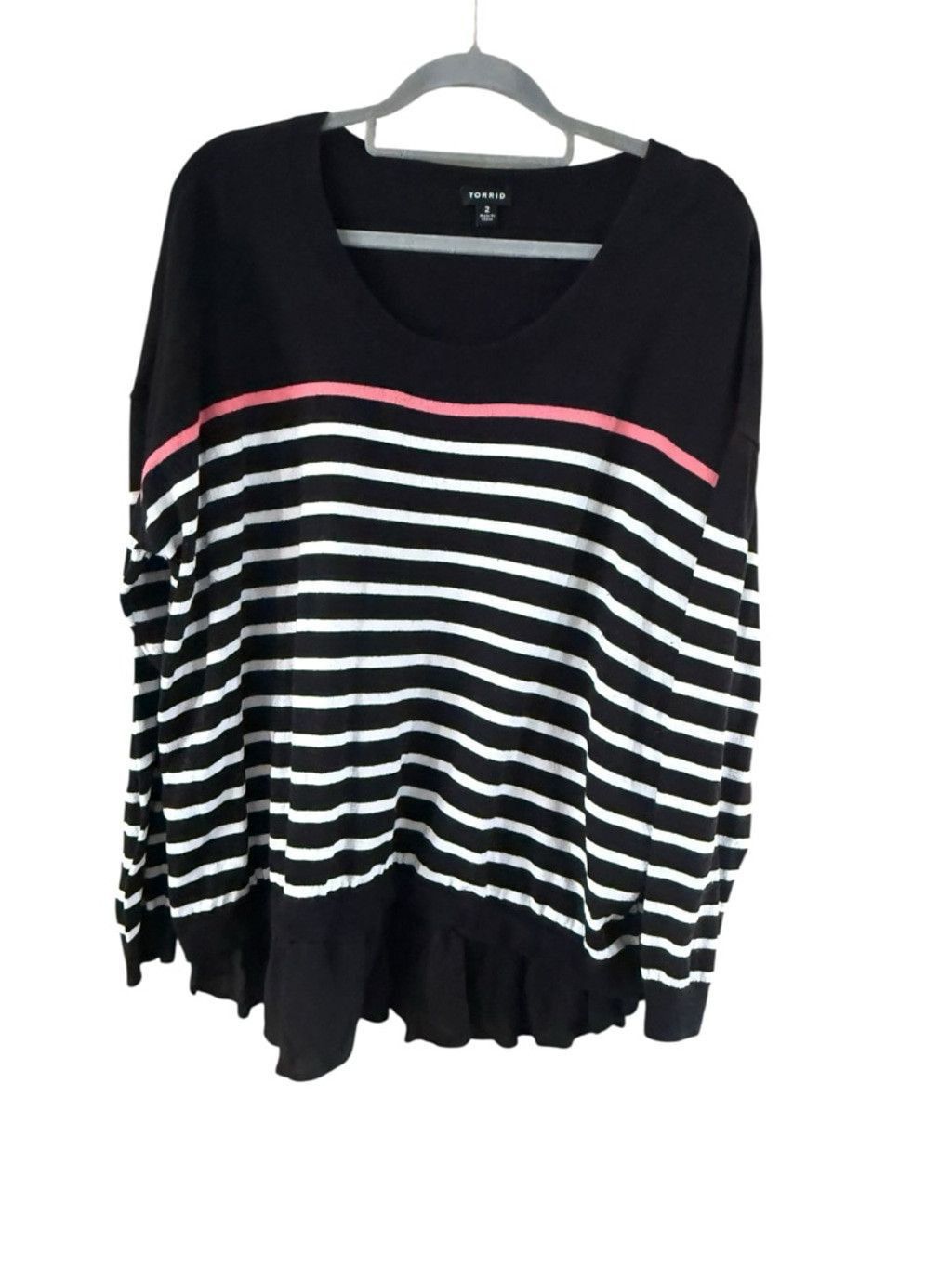 Torrid Women's TORRID Crew Neck Sweater 2X Black White Striped Size XXL / US 16-18 / IT 52-54 - 8 Thumbnail