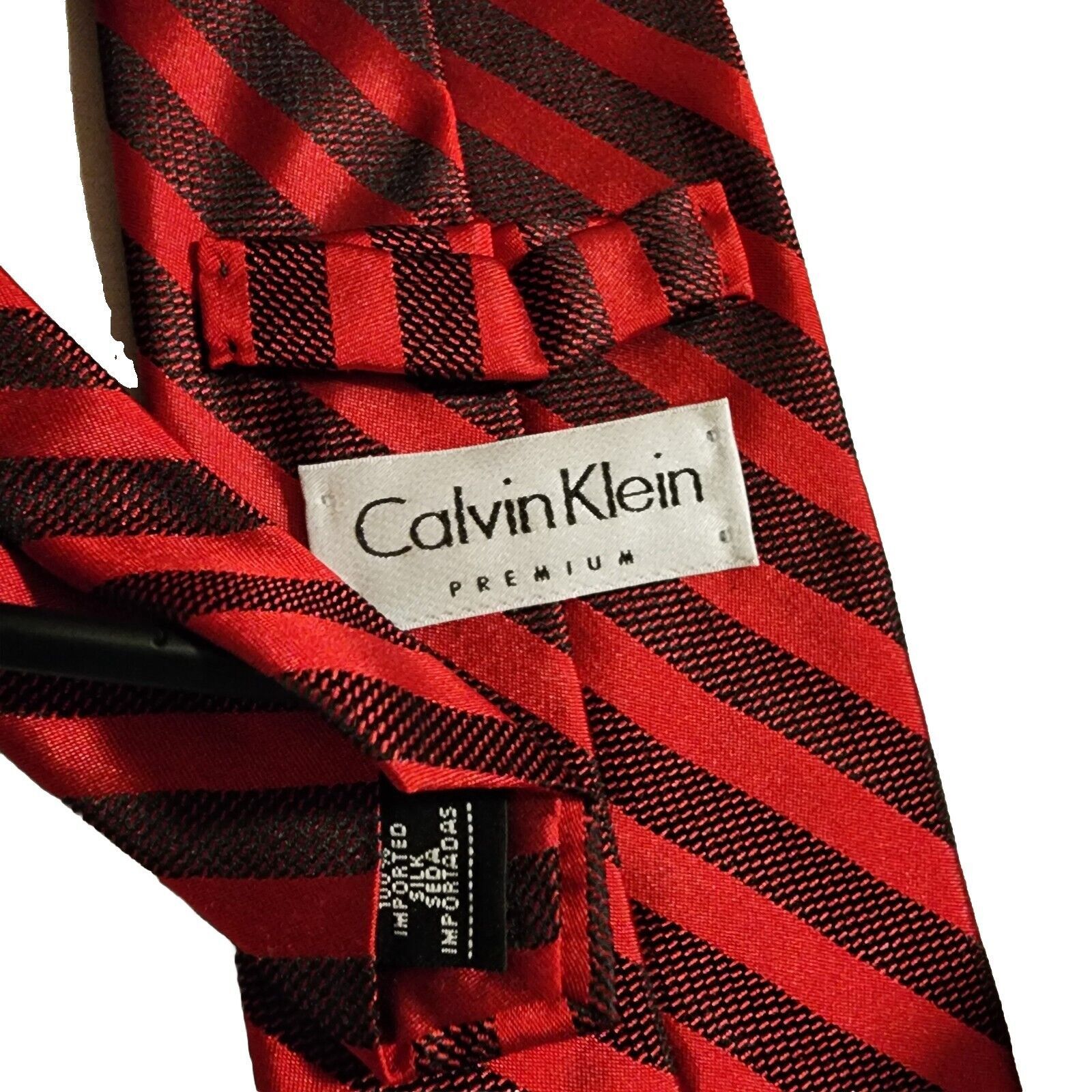 Calvin Klein CALVIN KLEIN PREMIUM Men's Silk Tie USA Striped Black Red Size ONE SIZE - 3 Thumbnail