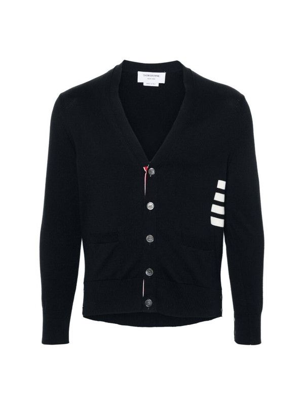 Thom Browne o1s22i1n1124 4-Bar Cotton Cardigan in Navy Blue Size US XL / EU 56 / 4 - 1 Thumbnail