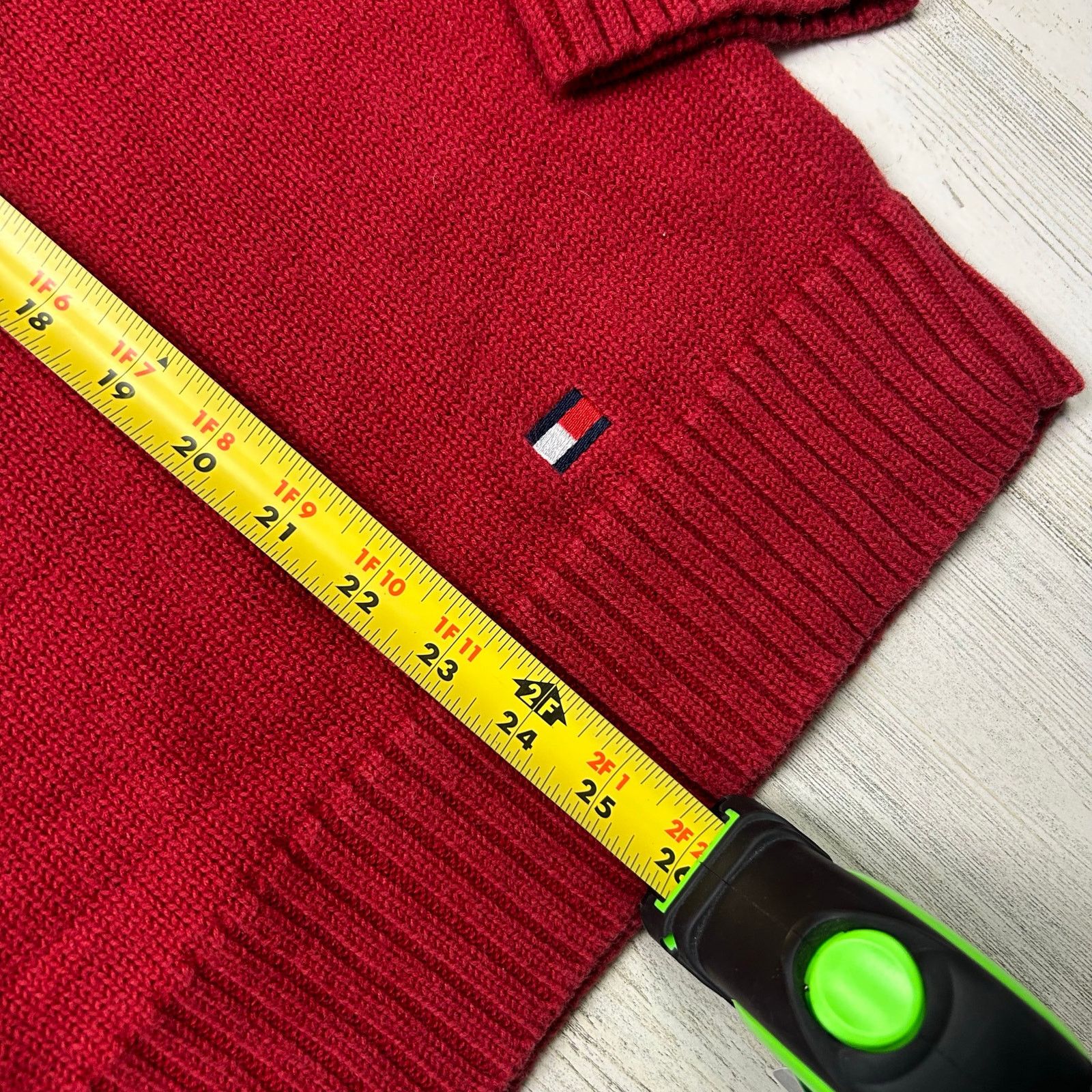 Tommy Hilfiger × Vintage Vintage Tommy Hilfiger 90s Red Cotton Pullover Sweater Size US L / EU 52-54 / 3 - 6 Thumbnail