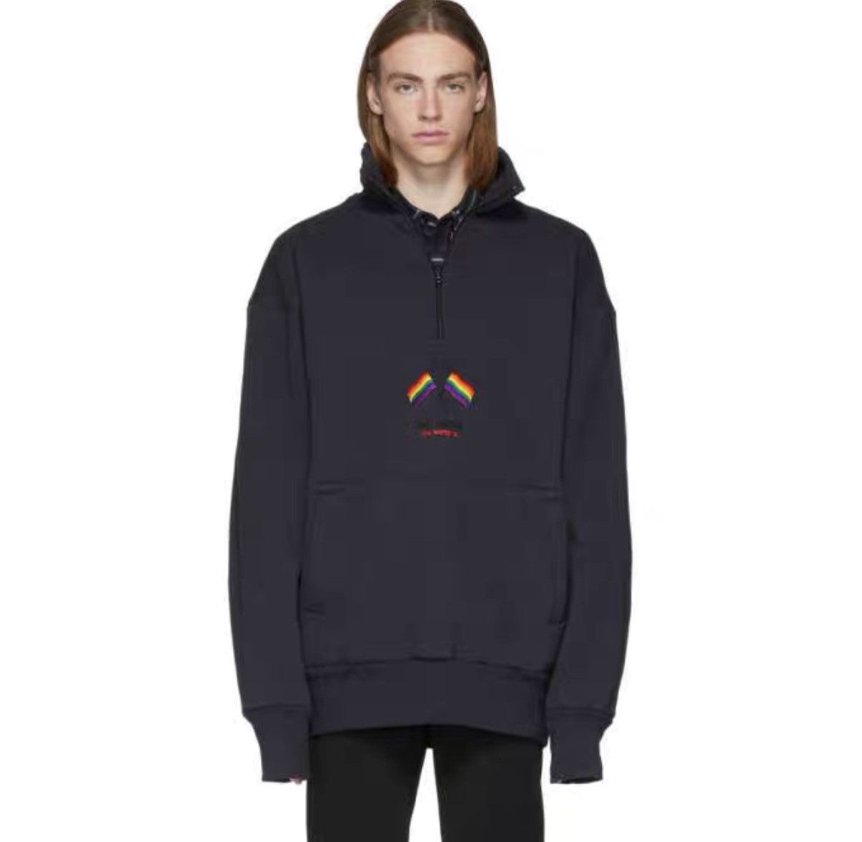 Balenciaga Balenciaga 18FW Flag Print Half-Zip Sweatshirt Jacket J31 Size US M / EU 48-50 / 2 - 6 Thumbnail