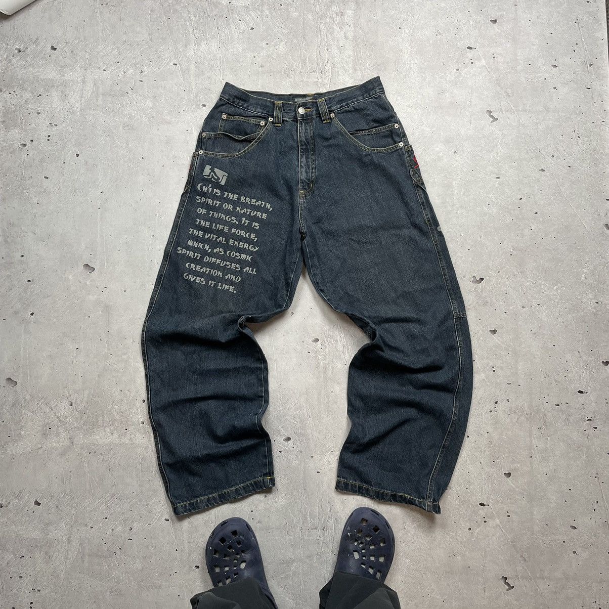 DrunknMunky × Vintage Drunkn Munky Spellout Embroidered Jeans Baggy Jeans size L Size US 36 / EU 52 - 2 Thumbnail