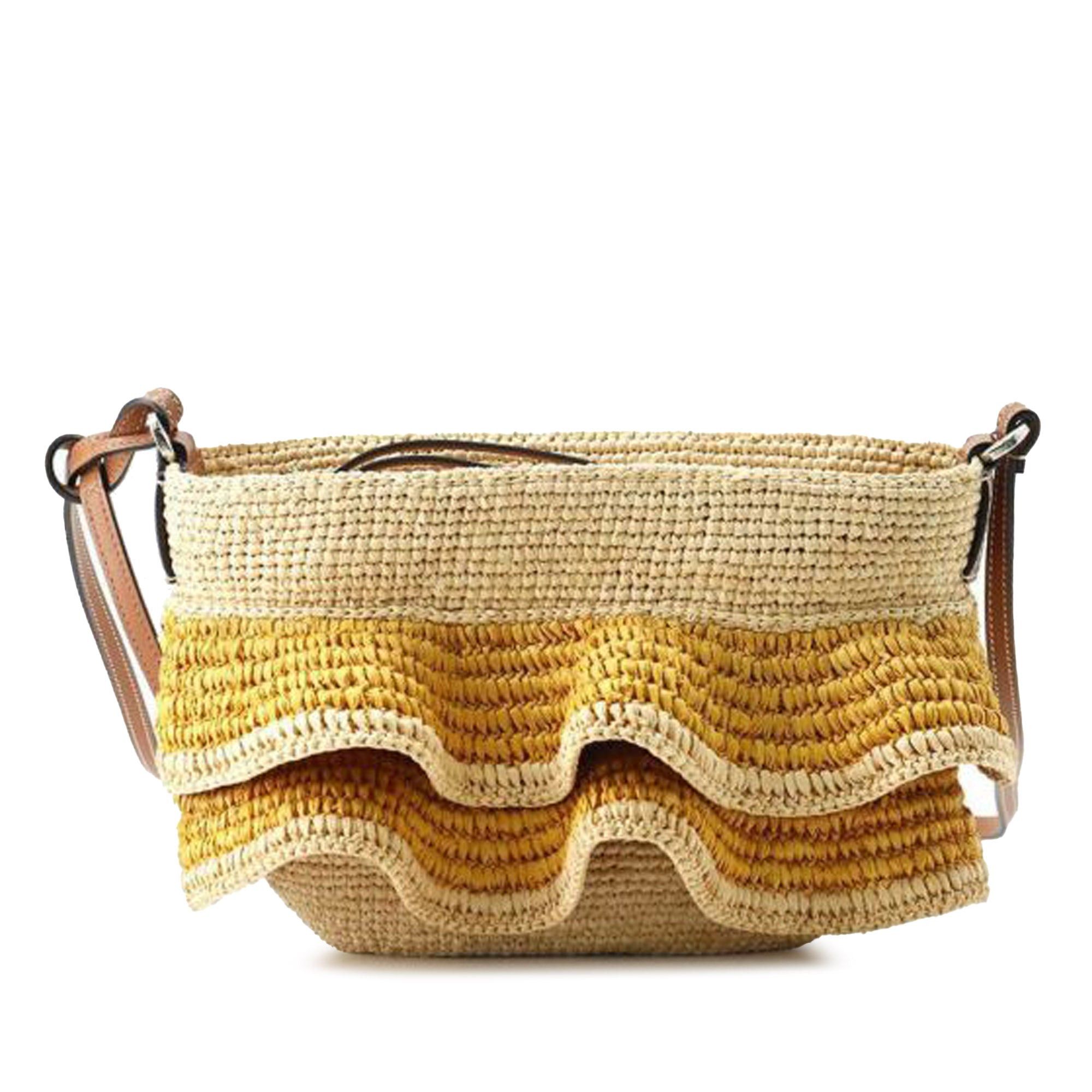 Loewe LOEWE x Paula's Ibiza Raffia Ruffle Pochette Crossbody Crossbody ...