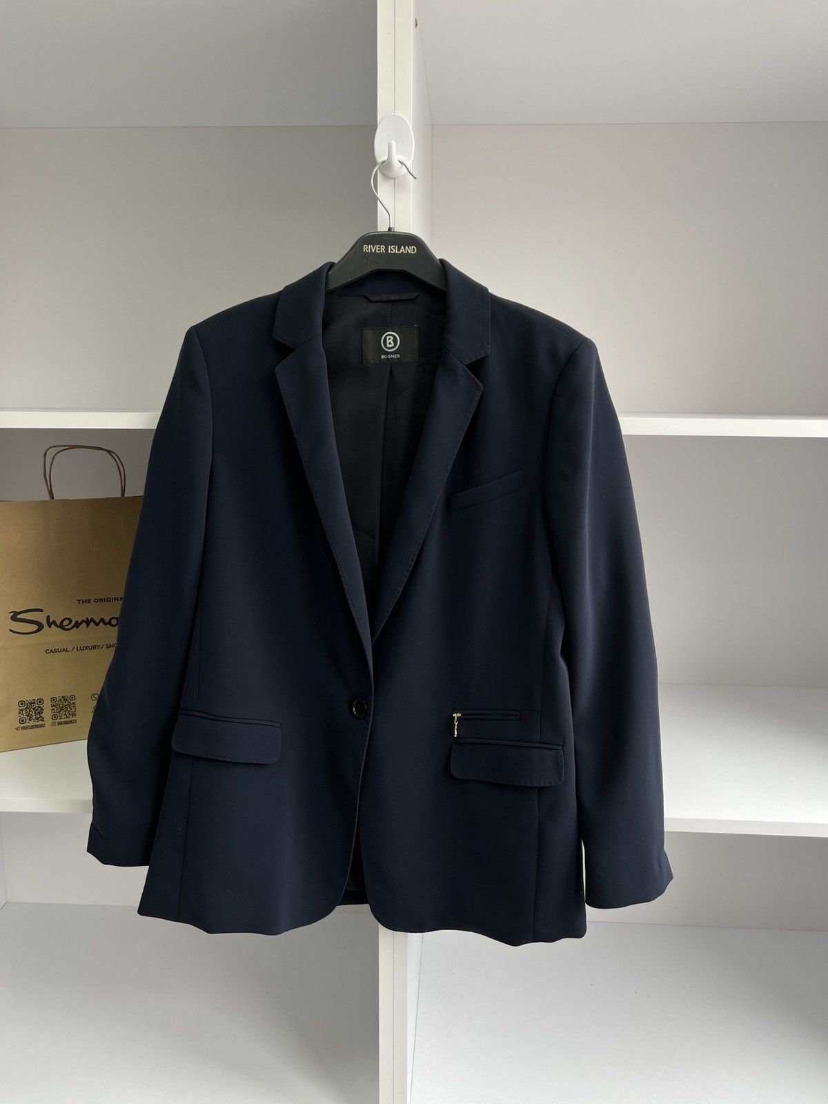 Bogner × Designer × Vintage Vintage Bogner Women’s Navy Luxury Blazer Size L / US 10 / IT 46 - 5 Thumbnail