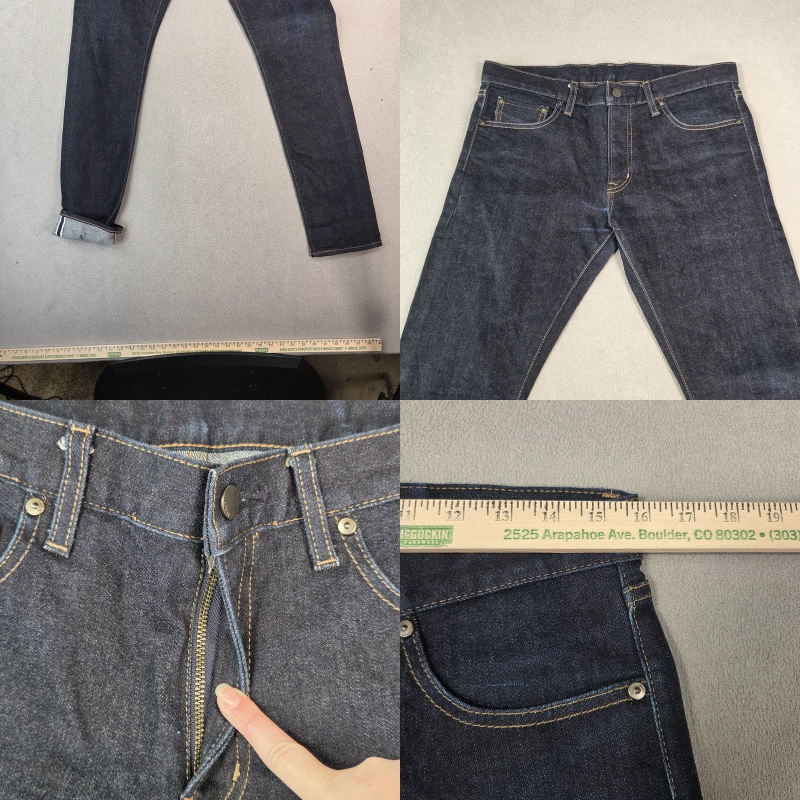 Uniqlo Uniqlo Jeans Mens Slim Tapered Selvedge Raw Indigo 31x31 Den​im Size US 31 - 8 Thumbnail