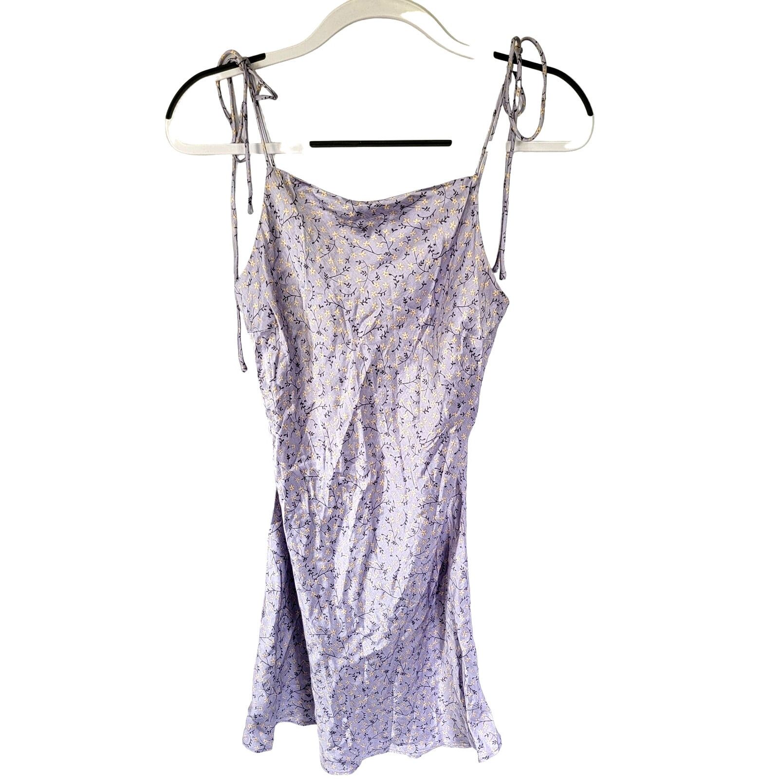 Zara Zara Purple Floral Satin Y2K Slip Dress Size Small Size S / US 4 / IT 40 - 2 Thumbnail