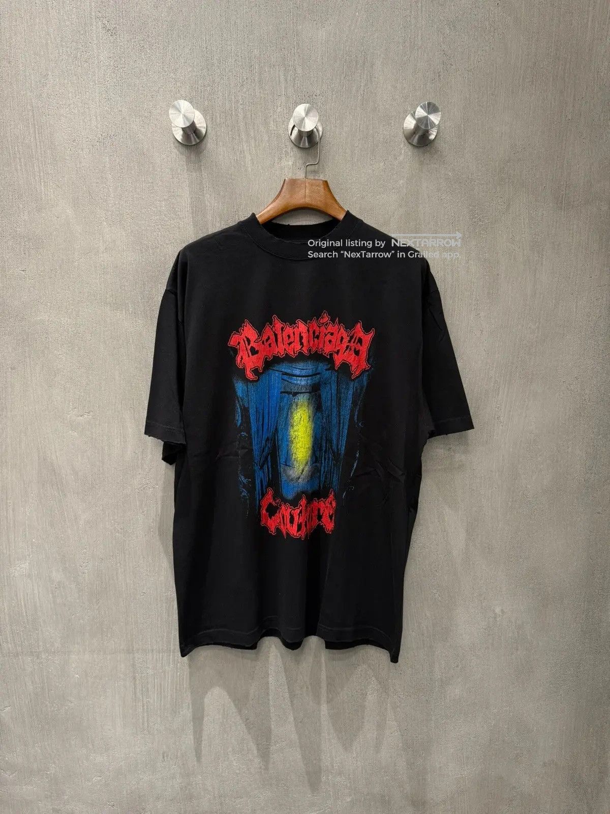 Balenciaga Gothic Graffiti Tee S Cccc112609 in Black, Men's