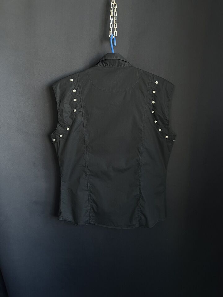 Etro ETRO Sleeveless Shirt Blouse Cotton Black Size M ☝️Defect Size M / US 6-8 / IT 42-44 - 6 Thumbnail