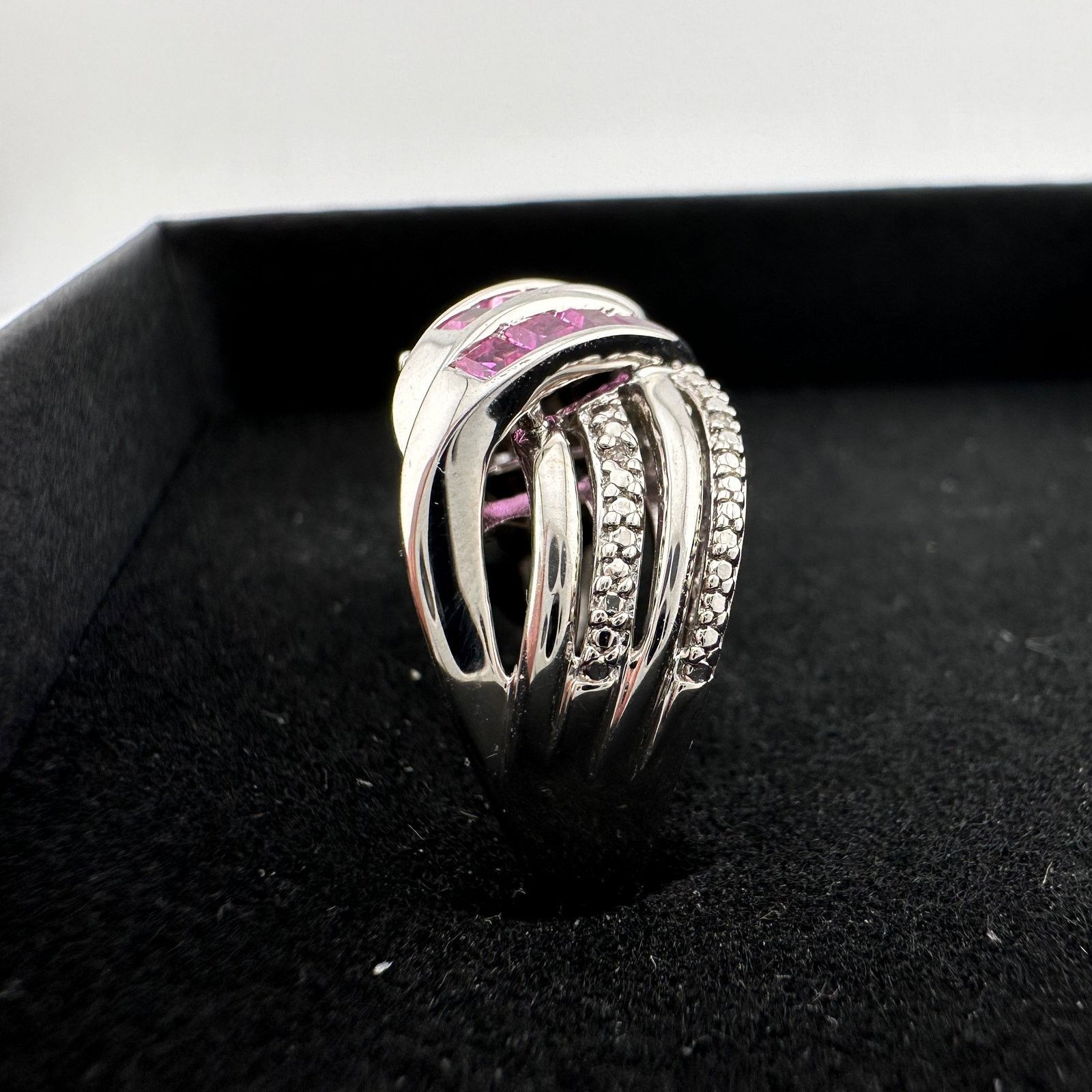 Other Detailed Lab Created Pink Sapphire and Sterling Ring Size 7 Size ONE SIZE - 16 Thumbnail