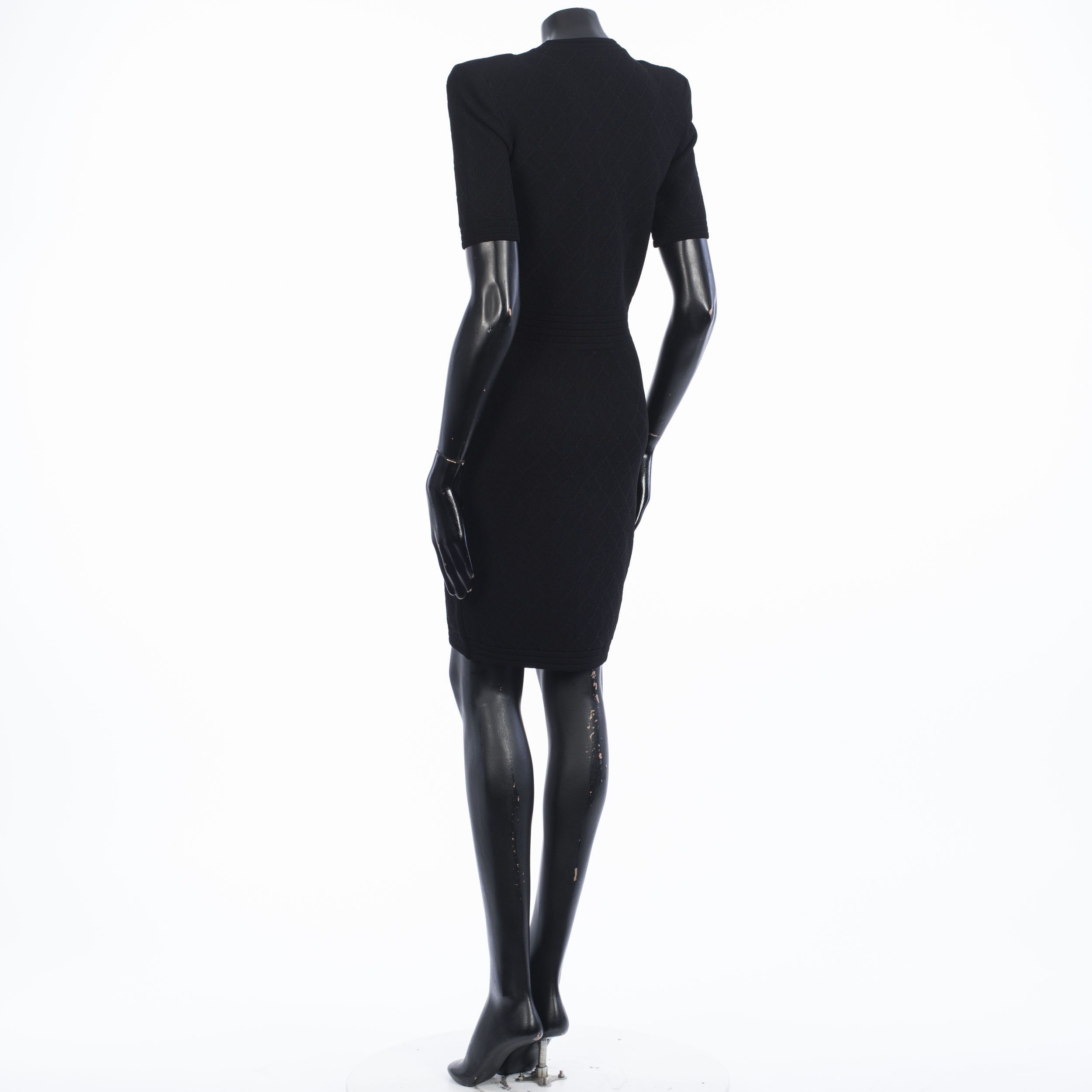 Balmain Short Black Knit Dress With Gold-tone Zip Fastening Size M / US 6-8 / IT 42-44 - 4 Thumbnail