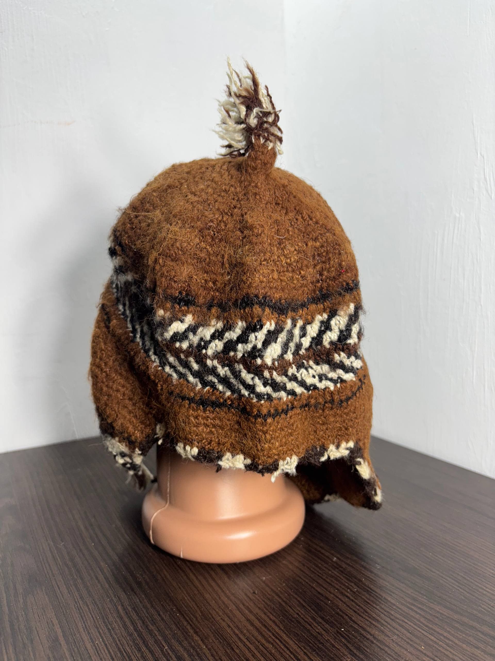 Vintage Vintage Aztek Barbarian Knit Ushanka Hat Size ONE SIZE - 4 Thumbnail