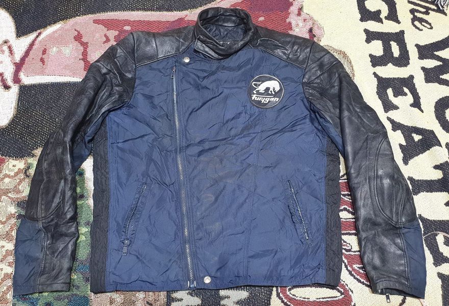 image of VTG Jacket Biker Furygan By France in Black Blue, Men's (Size Medium)