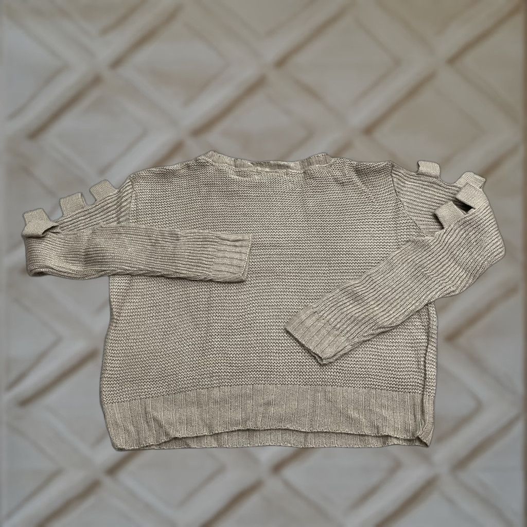 Vintage Serendipity Victoria Acrylic Cropped Sweater Womens XL Brown Ladder Sleeve Size XL / US 12-14 / IT 48-50 - 1 Thumbnail