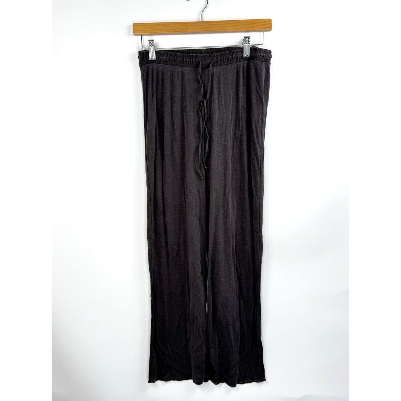 Vintage Oysho Pants Womens Small Pull On Drawstring Gray Wide-Leg Elastic Waistband Size 28" / US 6 / IT 42 - 2 Thumbnail