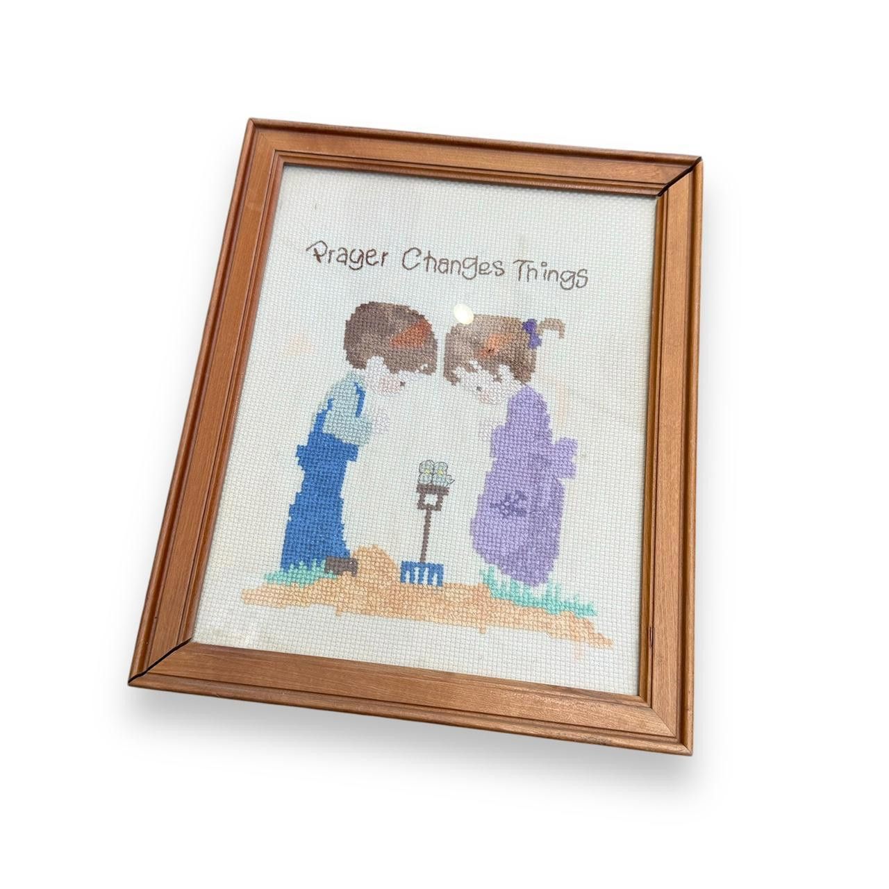 Designer Framed "Prayer Changes Things" Cross Stitch Art Size ONE SIZE - 1 Thumbnail