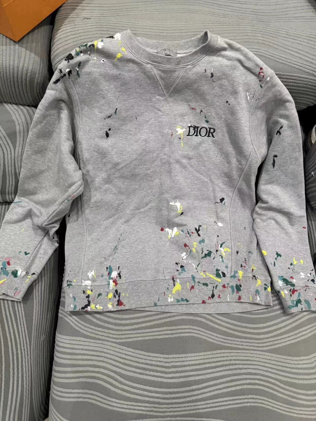 Dior Gray Paint Splatter Long Sleeve Sweatshirt Size US L / EU 52-54 / 3 - 1 Thumbnail