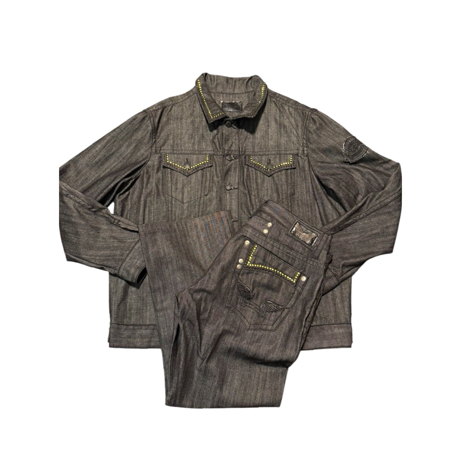 Vintage VINTAGE MEN Robin Jeans And Jacket Denim Set 2XL/ Size 36x27 Gray Made In USA Size US 39 - 2 Thumbnail