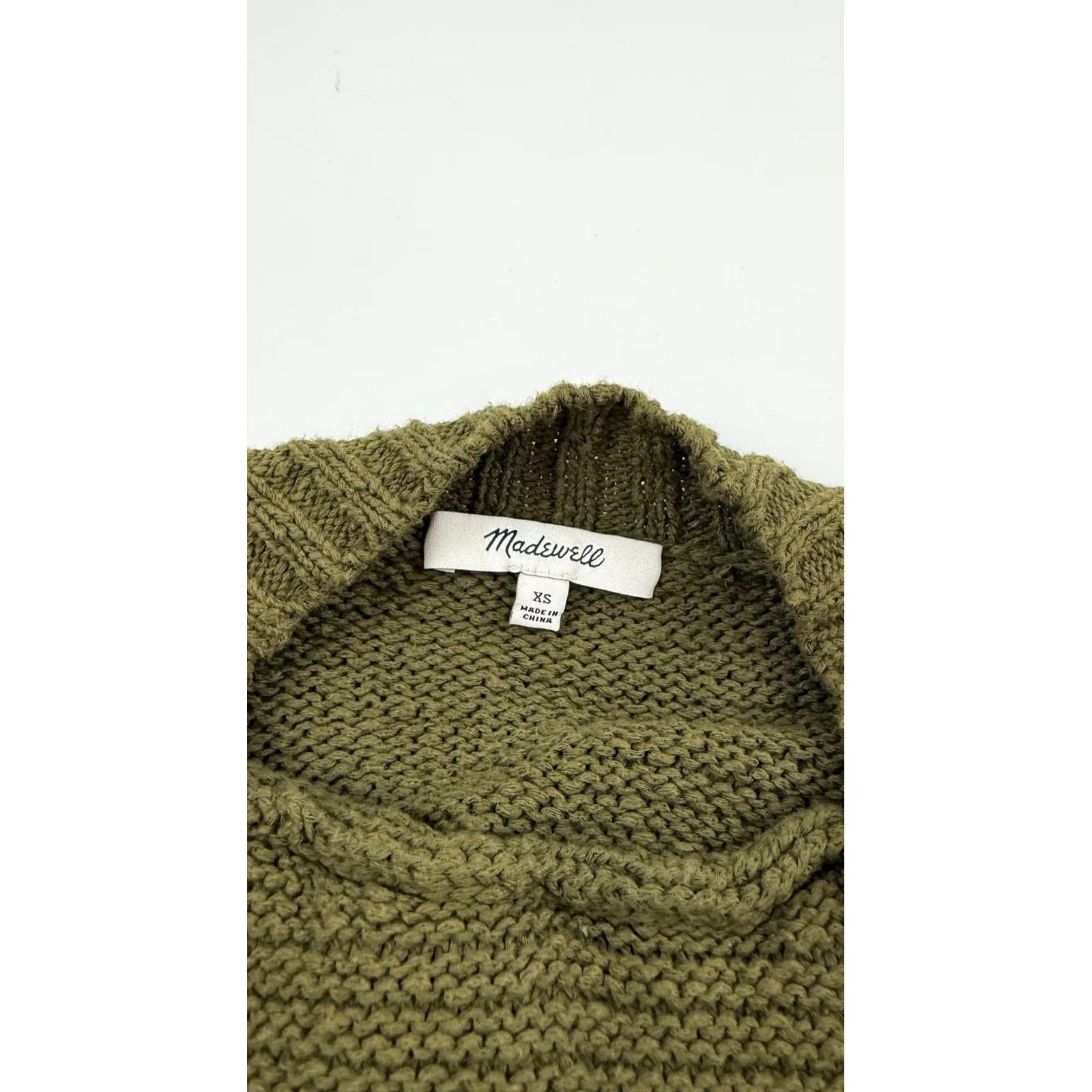 Madewell Madewell Sweater Womens XS Green Cardigan Olive Ruffle Collar Open Front Pockets Size XS / US 0-2 / IT 36-38 - 4 Thumbnail