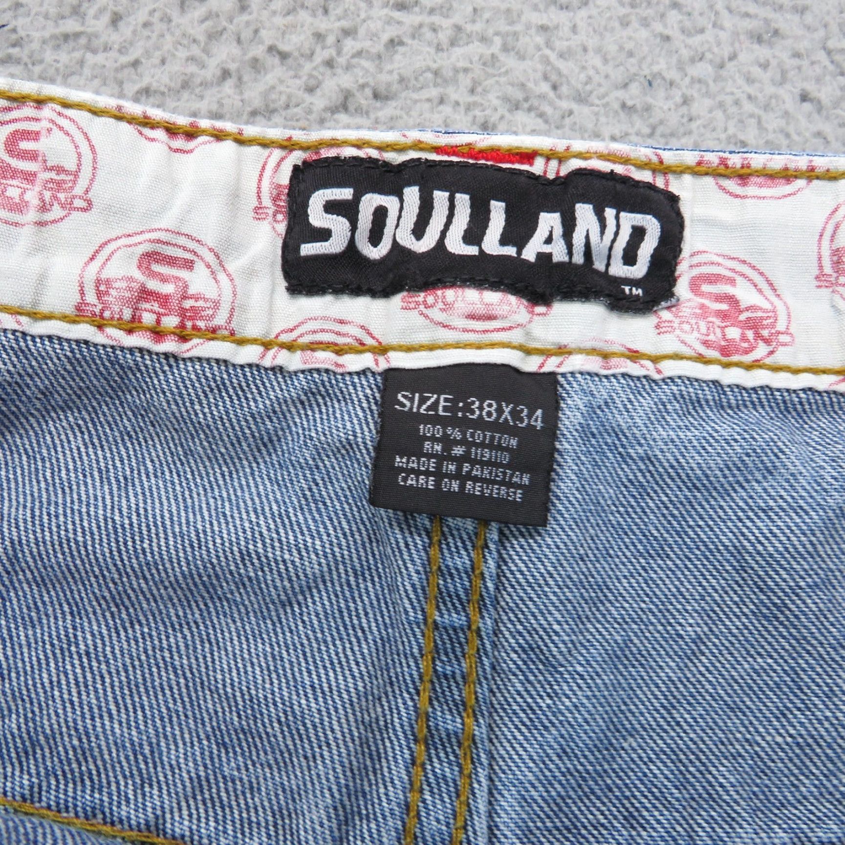 Soulland VINTAGE Soulland Jeans 5-Pocket Baggy Wide-Leg Denim 38 Mens 90s Skater Y2K Graphic Pocket Design Blue 38x33 Mens Size US 38 / EU 54 - 4 Thumbnail
