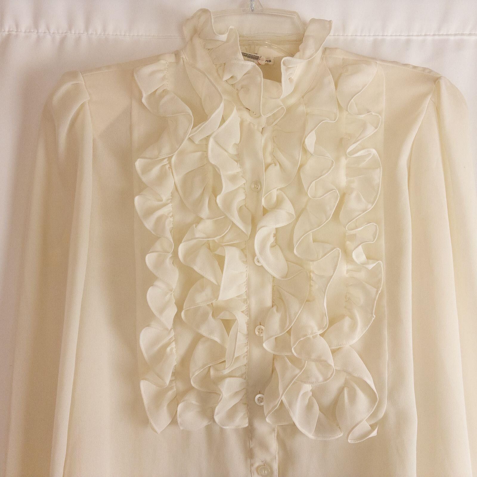 Other Lloyd Williams Vintage Ivory Solid Blouse Womens 8 Medium Size M / US 6-8 / IT 42-44 - 4 Thumbnail
