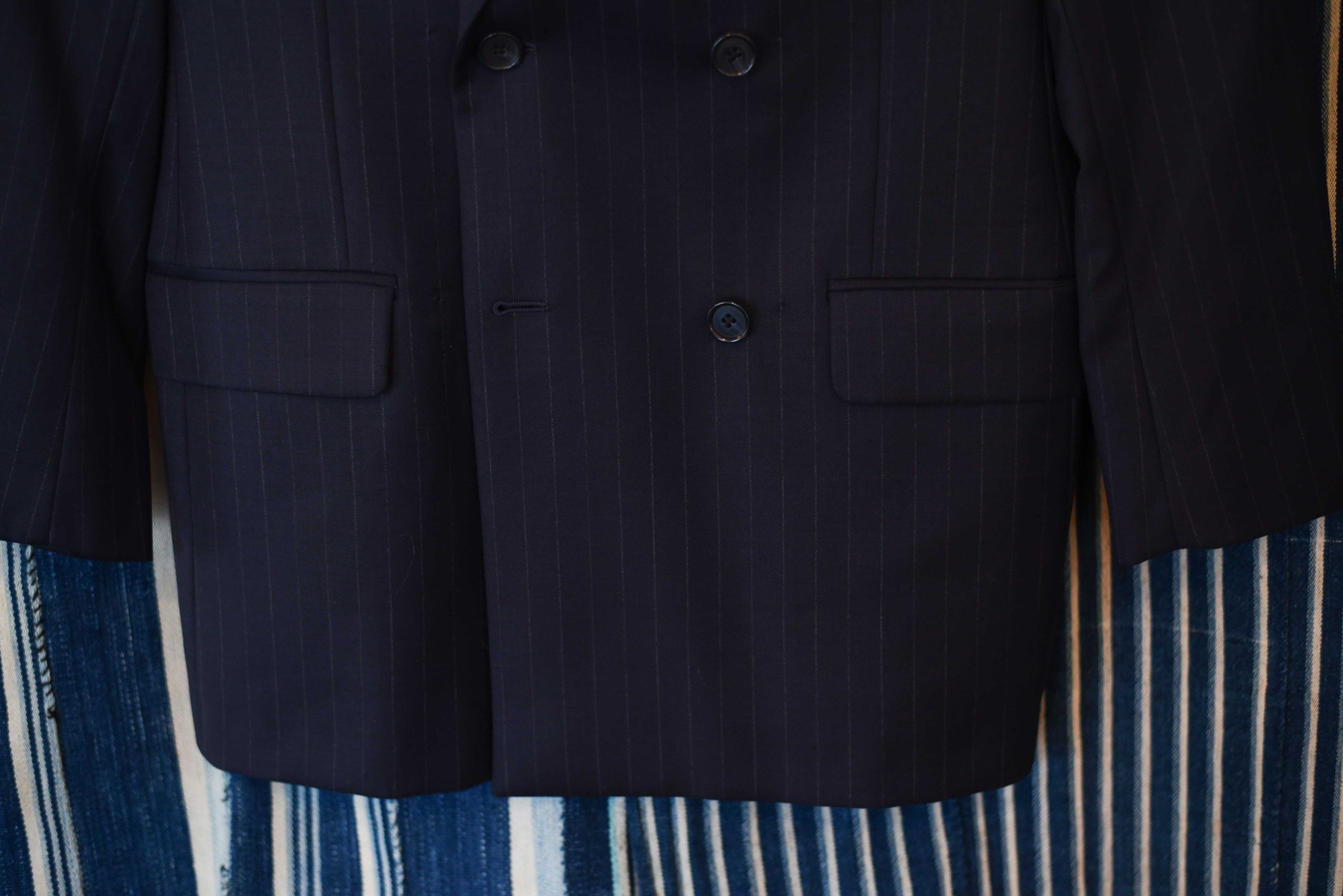 J. Press J Press Double Breasted Blazer Navy Chalk Stripe 38 Husbands Size 38R - 3 Thumbnail