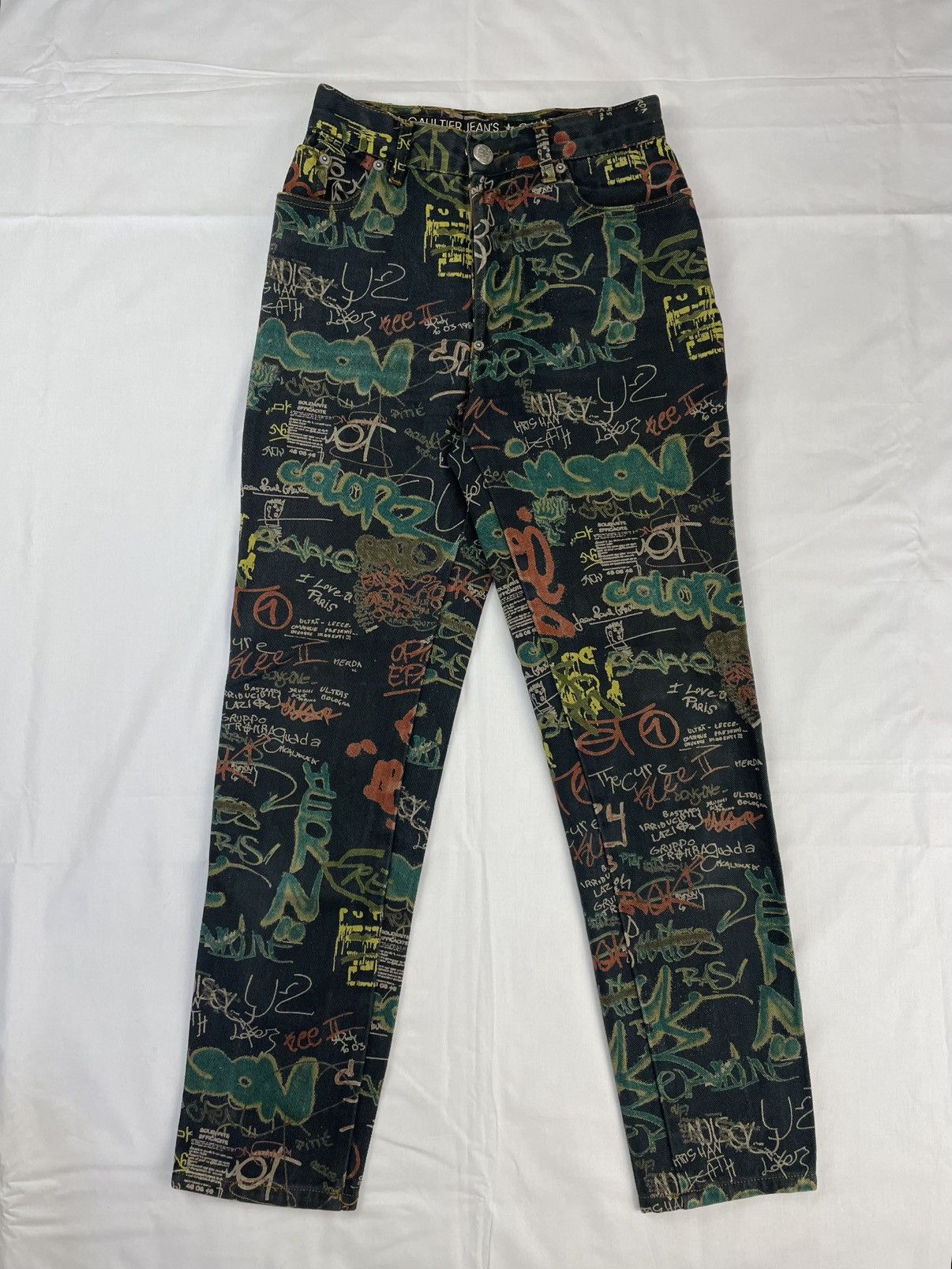 Ss1994 Jean Paul Gaultier Graffiti Print Jeans Vintage, Women's (Size 26)