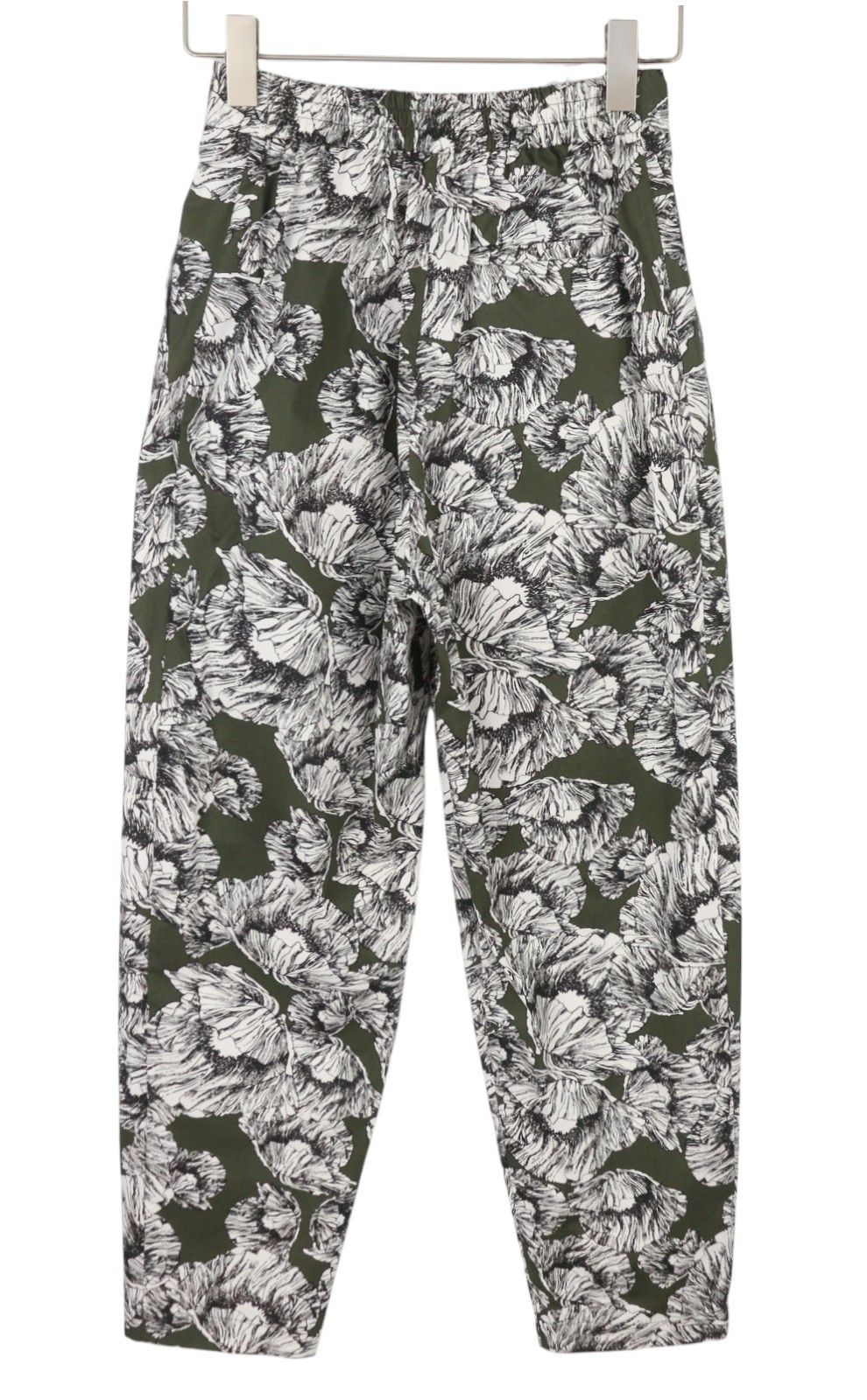 MAX&Co. EU34 Khaki Floral Print Cotton Elastic Waist Cropped 88902 Size 24" / US 00 / IT 34 - 4 Thumbnail