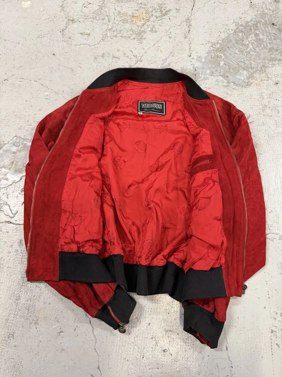 Versace 2000s Versace Red Leather Bomber Jacket Size US M / EU 48-50 / 2 - 8 Thumbnail