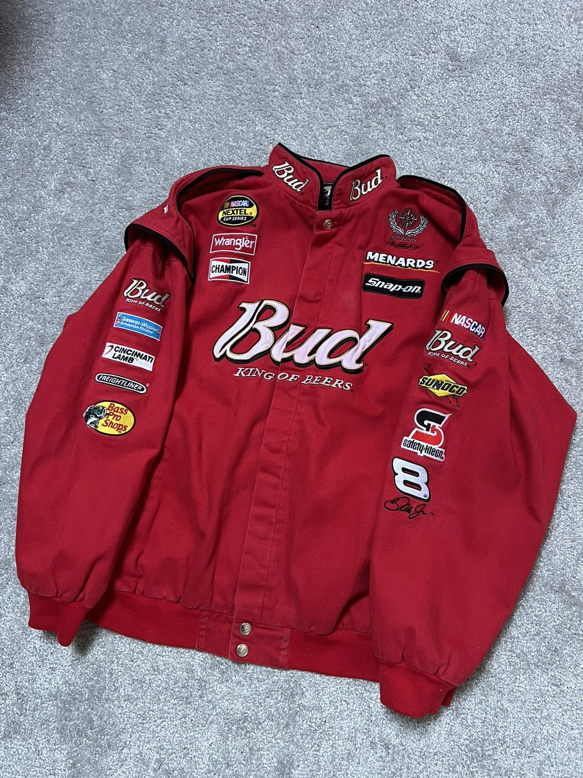 Budweiser Chase Authentics Budweiser Red Bomber Racing Jacket Size XXL Size US XXL / EU 58 / 5 - 3 Thumbnail