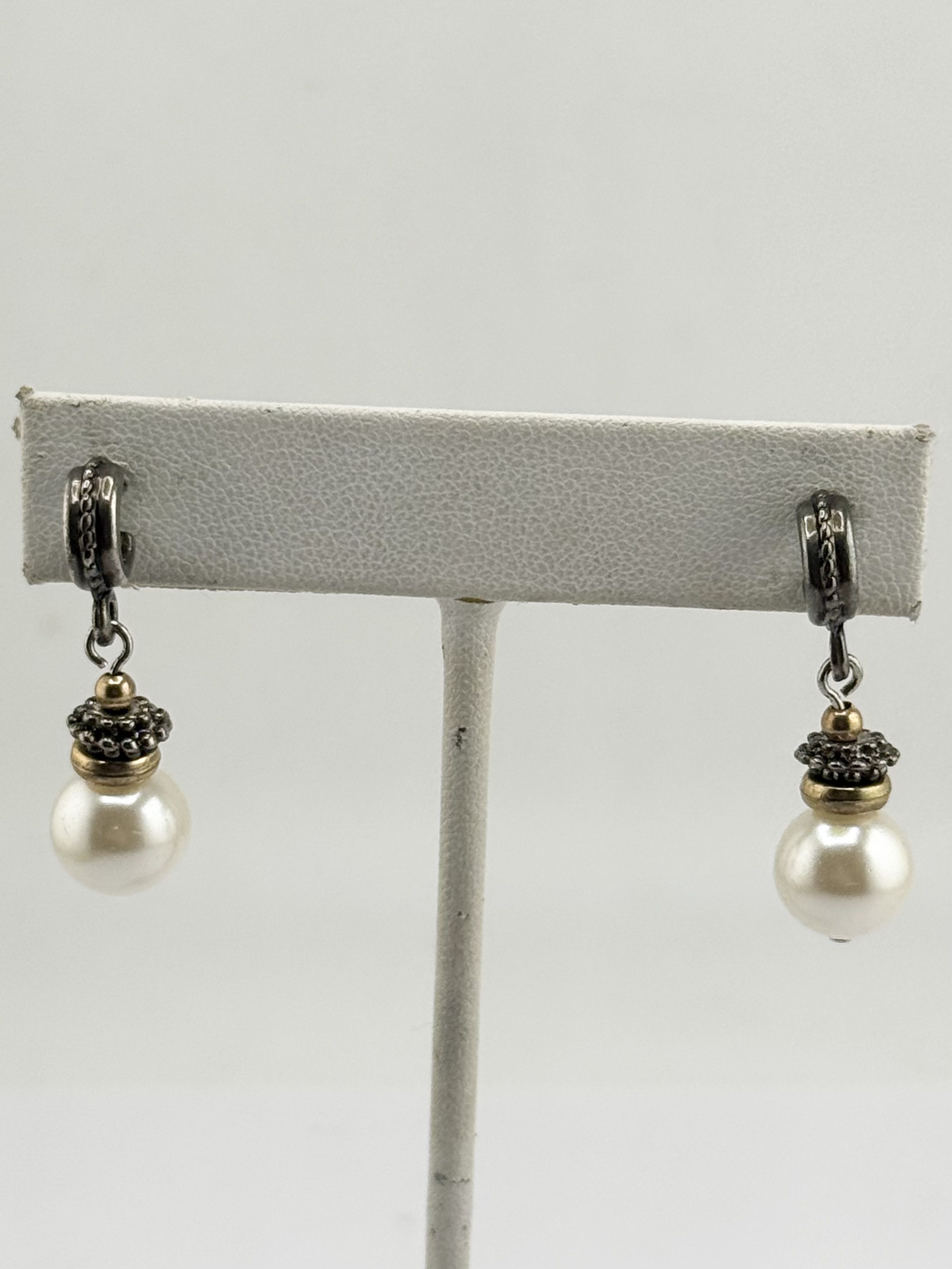 Vintage Vintage silver pearl drop earrings Size ONE SIZE - 2 Thumbnail