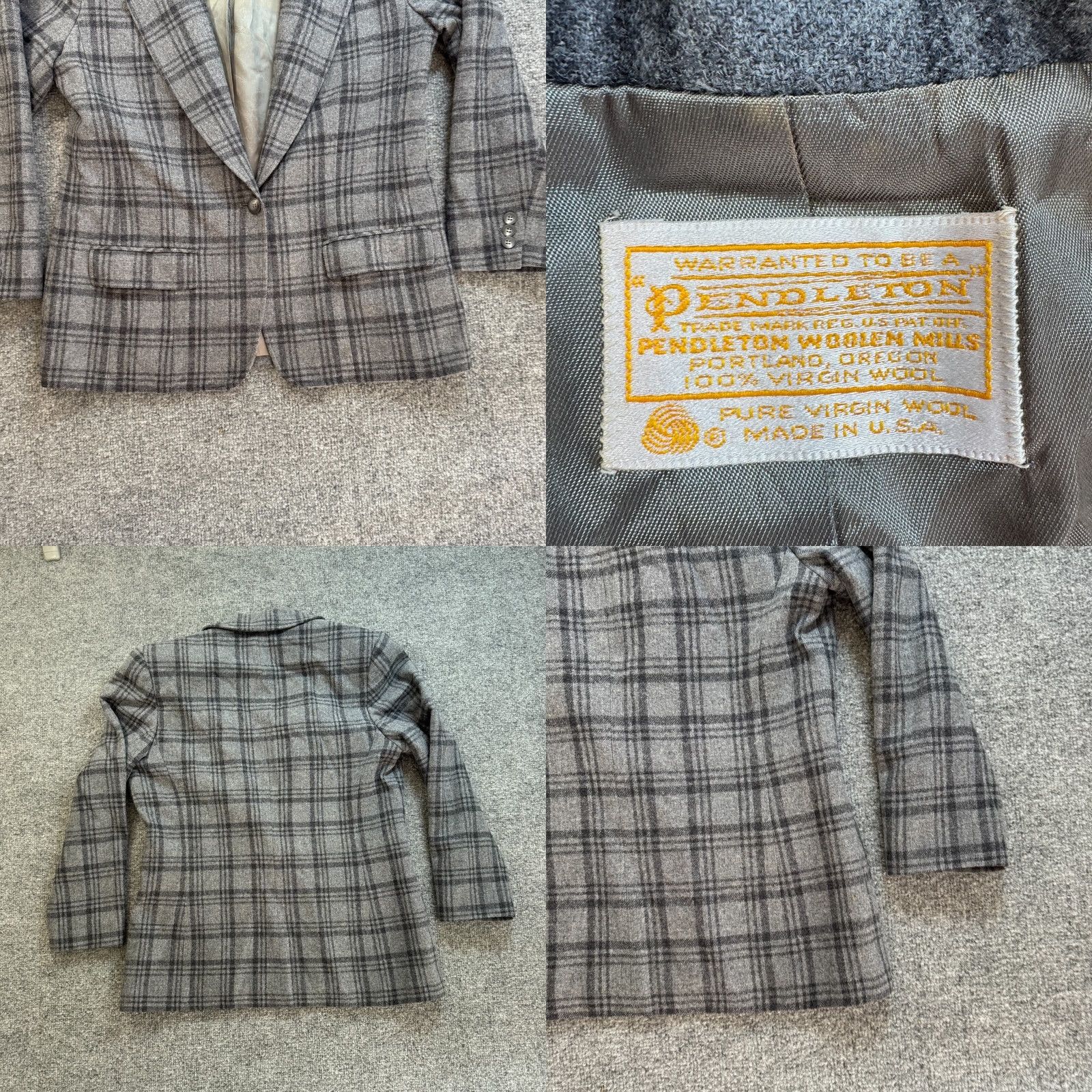 Pendleton VINTAGE Pendleton Womens 12 Wool Blazer Coat Jacket Gray 70s 80s Plaid Chec Size XL / US 12-14 / IT 48-50 - 9 Thumbnail