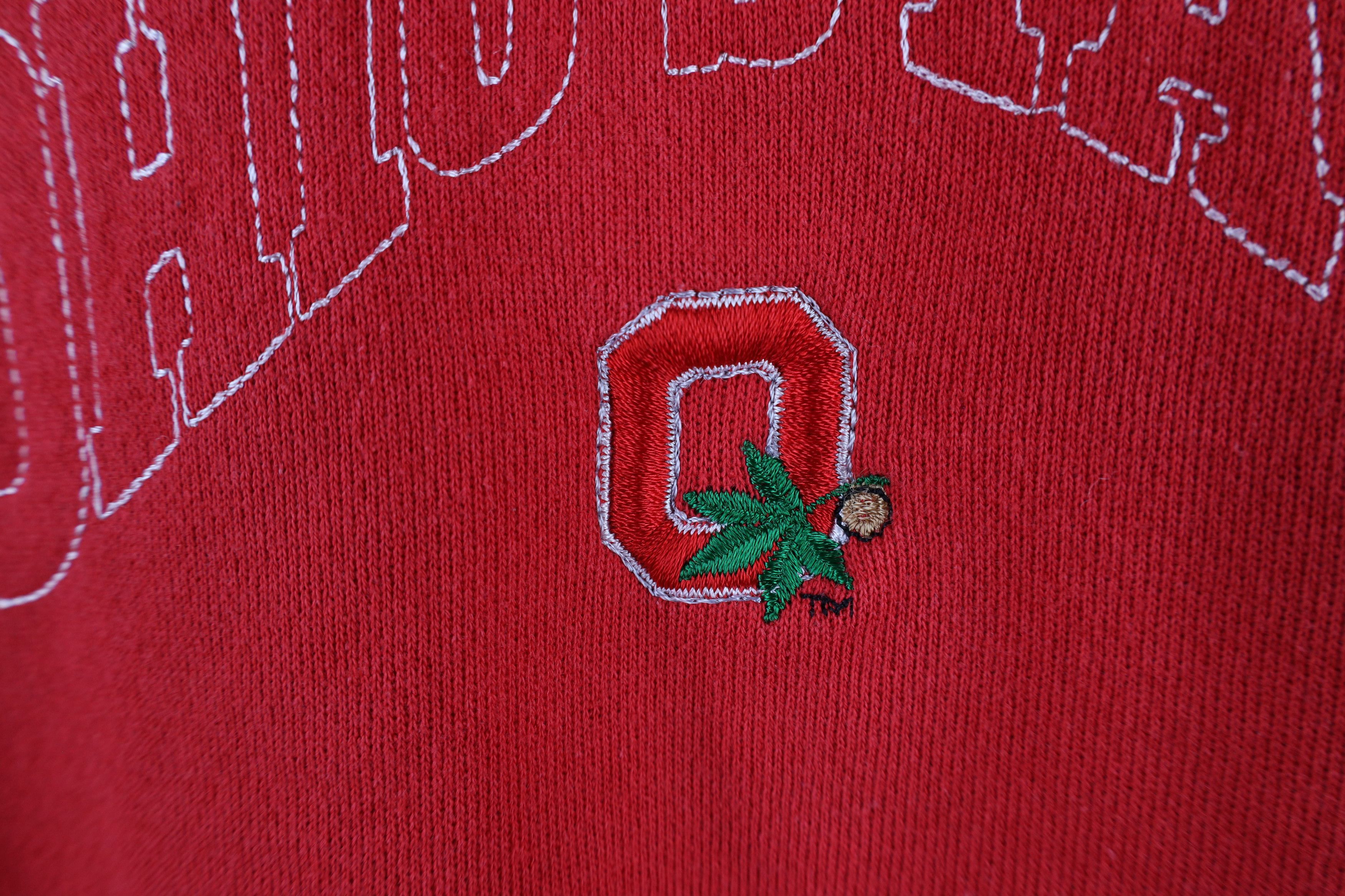 Vintage Vintage 90s Ohio State University Crewneck Sweatshirt Red Size US XL / EU 56 / 4 - 5 Thumbnail
