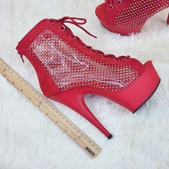 Other PLEASER Delight 33 6" High Heel Rhinestone Mesh Platform S Size US 6 / IT 36 - 2 Thumbnail