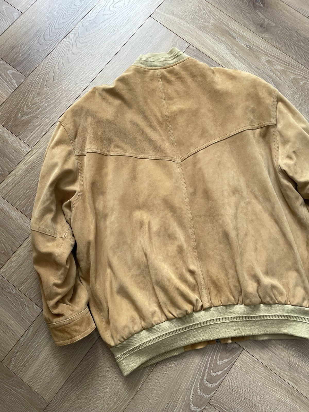 Vintage Vintage Y2k Beige Leather Oversize Bomber Jacket Avant Garde Size US XL / EU 56 / 4 - 6 Thumbnail