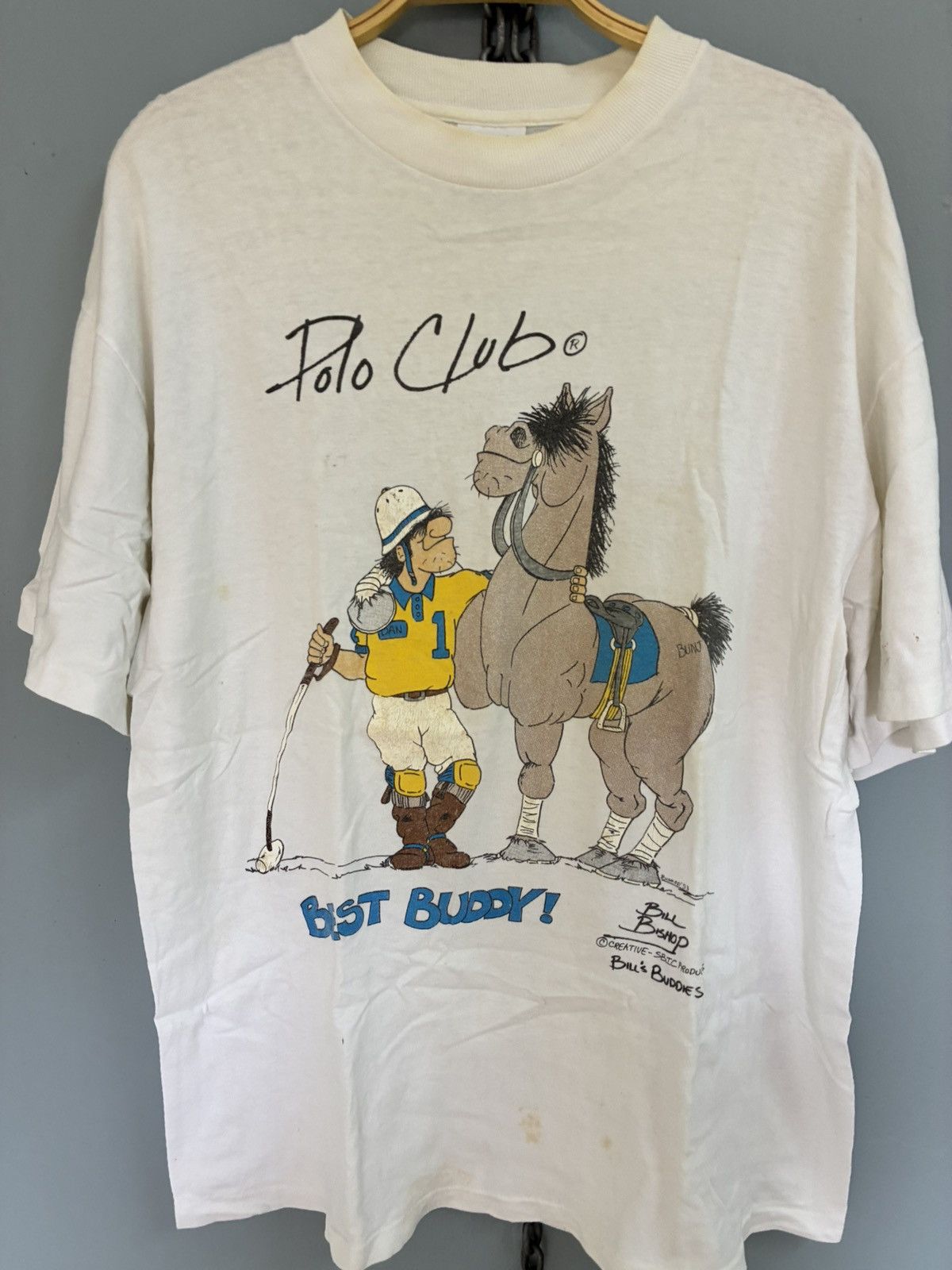 Vintage Vintage 90s Polo Club Best Buddy! t shirt Size US L / EU 52-54 / 3 - 3 Thumbnail