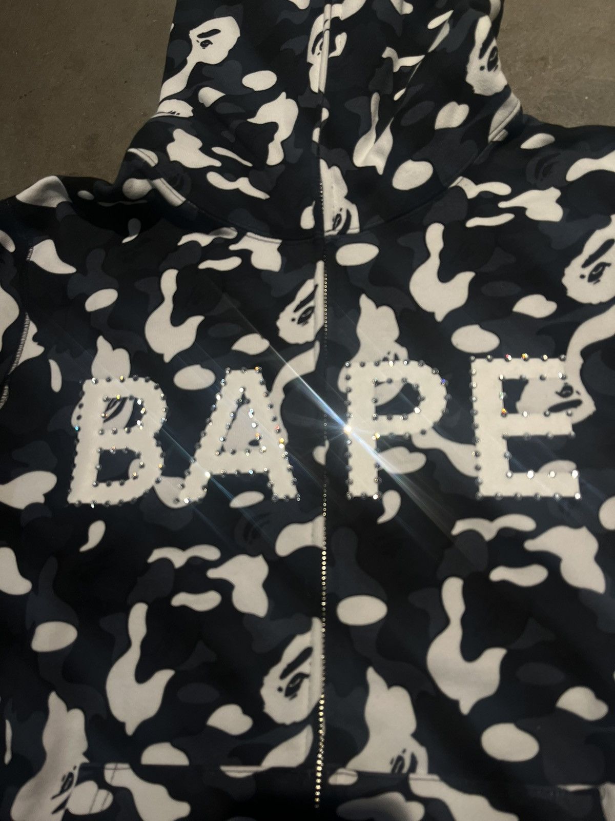 BAPE x DSM Camo Crystal Stone Full Zip Hoodie Black