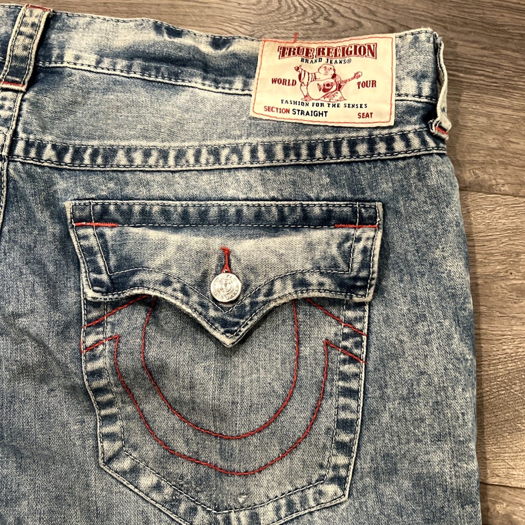 True Religion VINTAGE True Religion Jeans Straight 42 Mens Regular 42 Light Blue 90s Y2K TR Patchwork Size US 42 / EU 58 - 6 Thumbnail