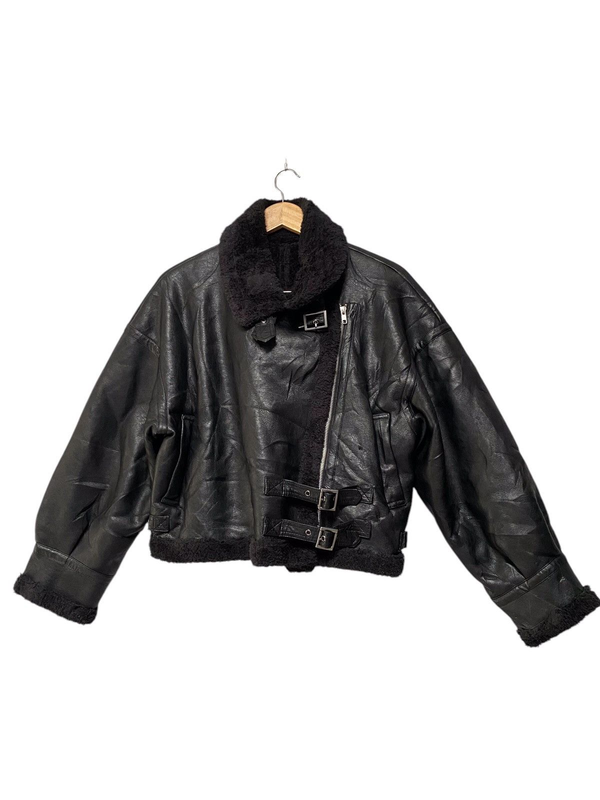 Murua Japanese brand leather fur bikers jacket (j4)