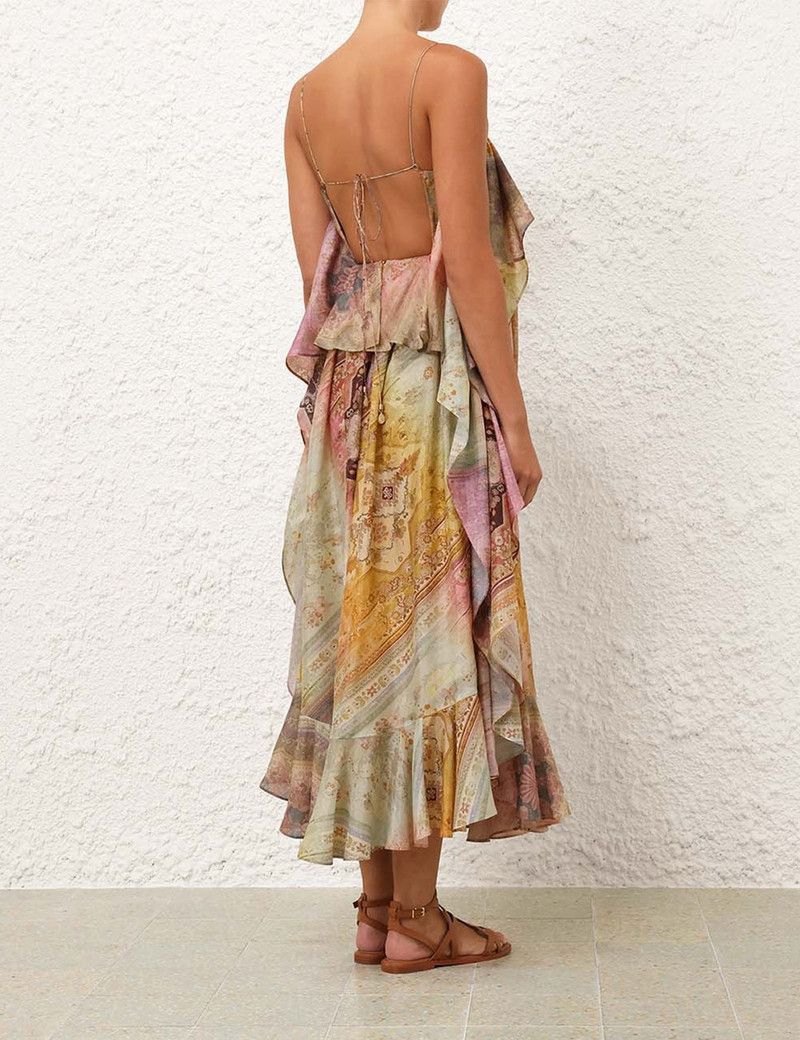 Zimmermann oc11z0226 Tallow Ruffle Maxi Dress In Multicolor Size M / US 6-8 / IT 42-44 - 4 Thumbnail