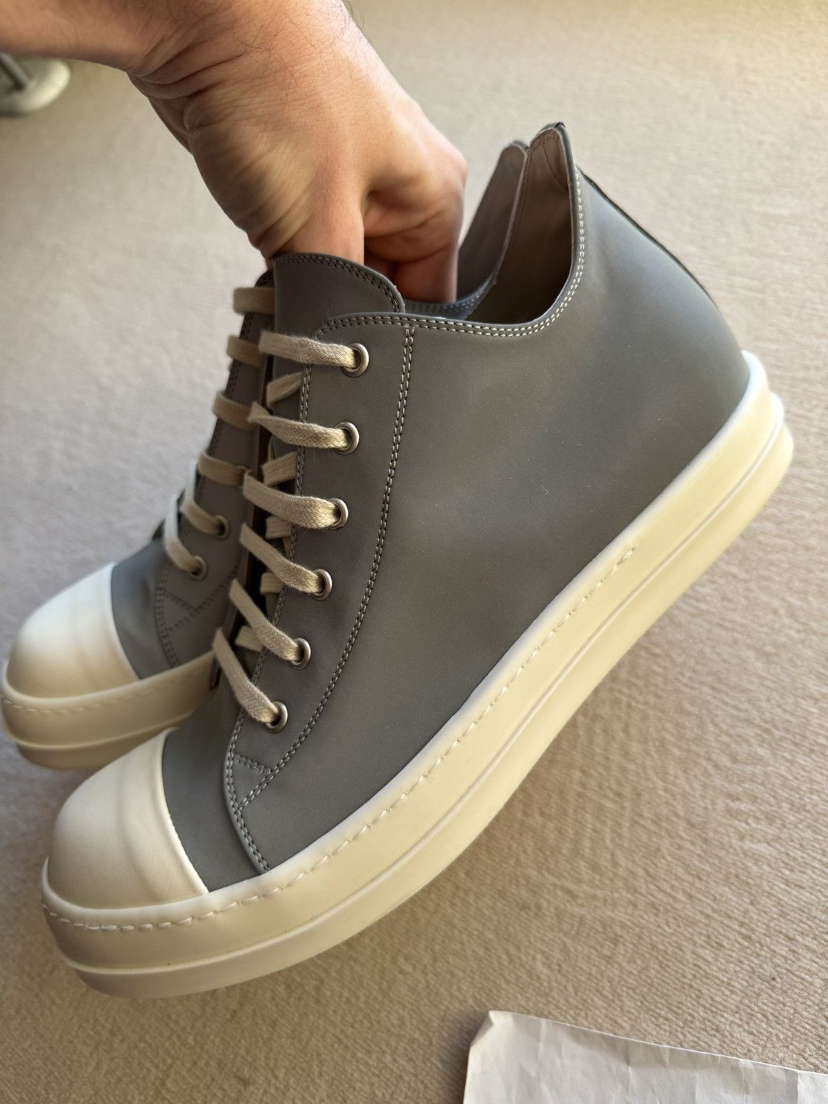 Rick Owens NEW | * 1 OF 1 SAMPLE * FW22 RUNWAY REFLEX LOWTOP RAMONES 44 Size US 11 / EU 44 - 18 Thumbnail
