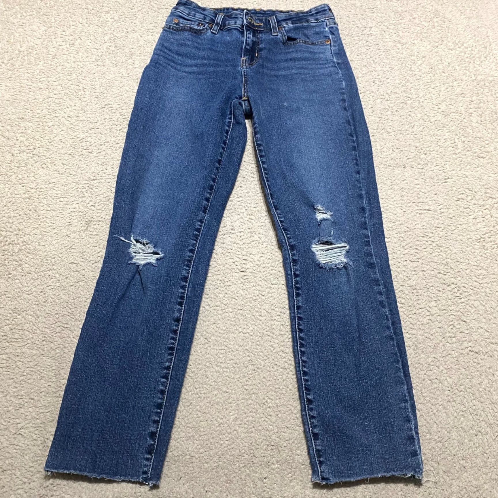 Denizen DENIZEN Jeans Womens 2 Blue Denim Medium Wash Skinny Distressed Raw Hem 5-Pocket Regular Rise Inseam 25in Stretch Comfort Womens Size 26" / US 2 / IT 38 - 2 Thumbnail